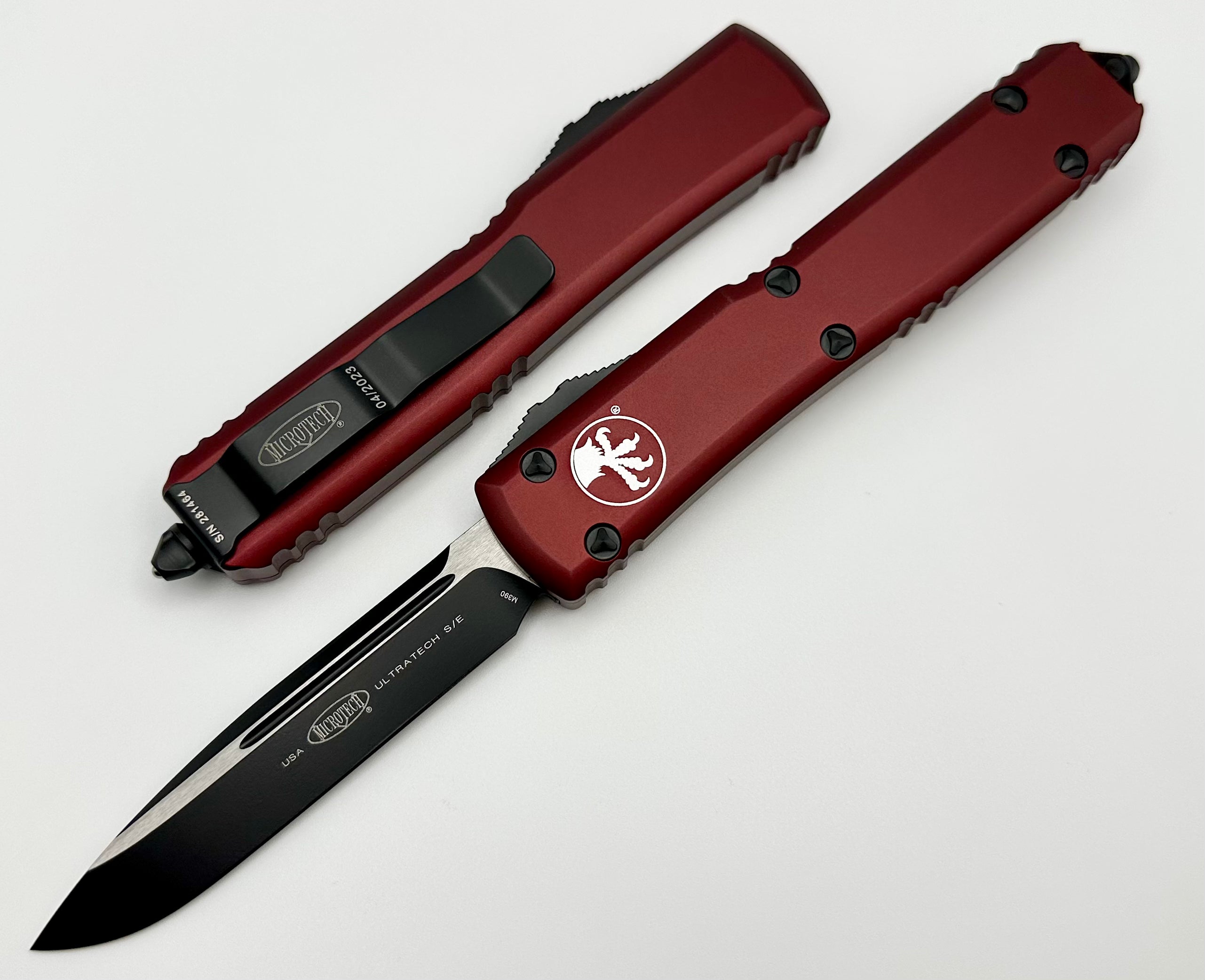 Premium Microtech Ultratech Single Edge Knife - Black & Merlot Edition