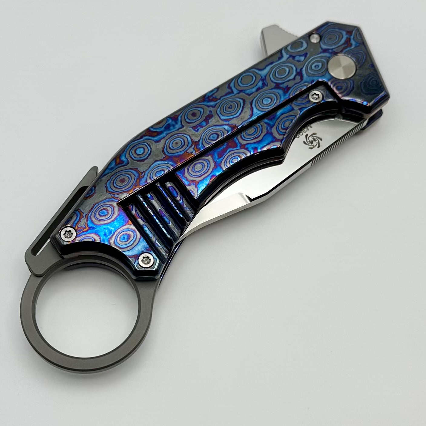 Premium Jon Graham x Mechforce Ringed Rhino Flipper - Polished M390 Blade & Zircuti Handles