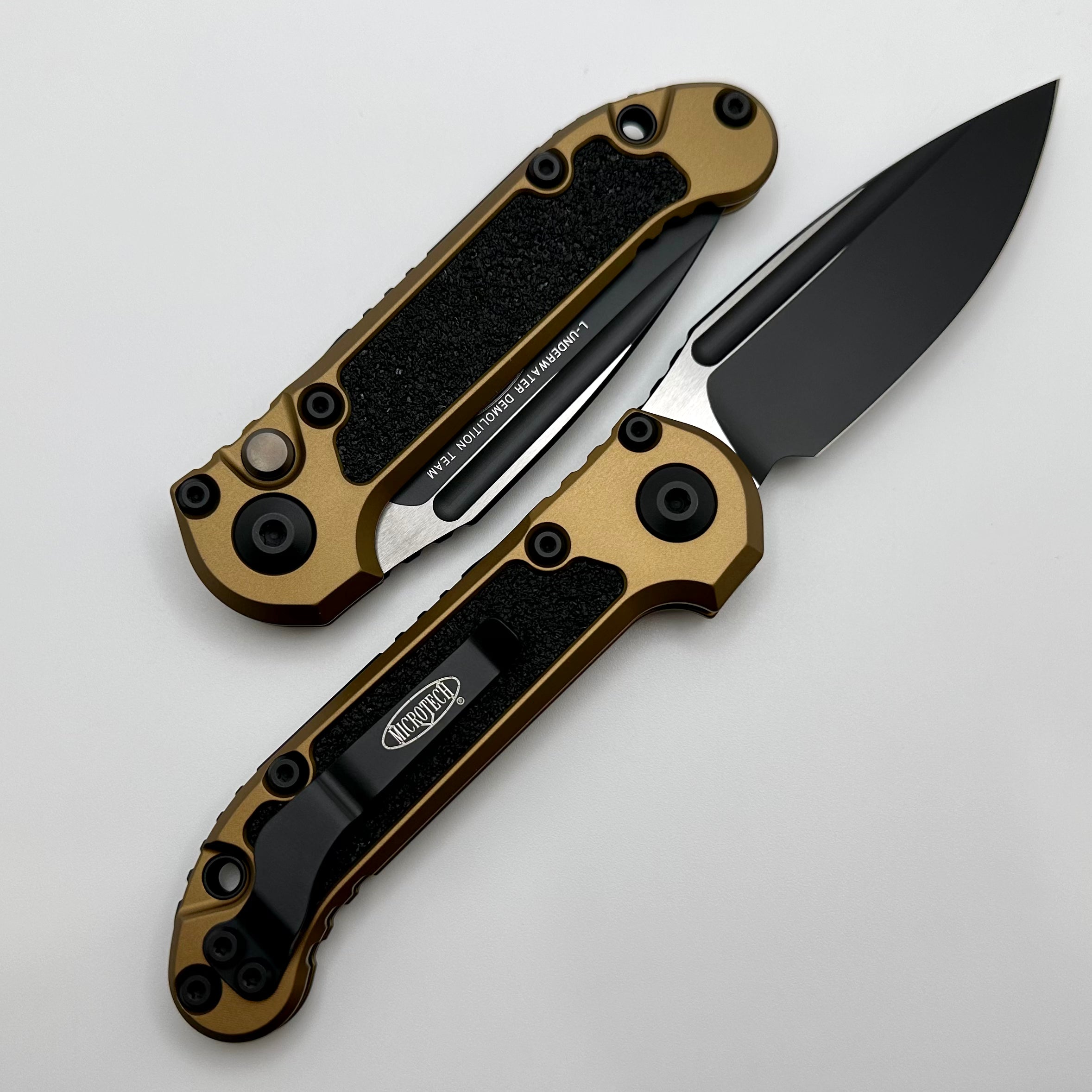 Premium Microtech LUDT Gen III Tactical Knife - Black Drop Point with Tan Handle