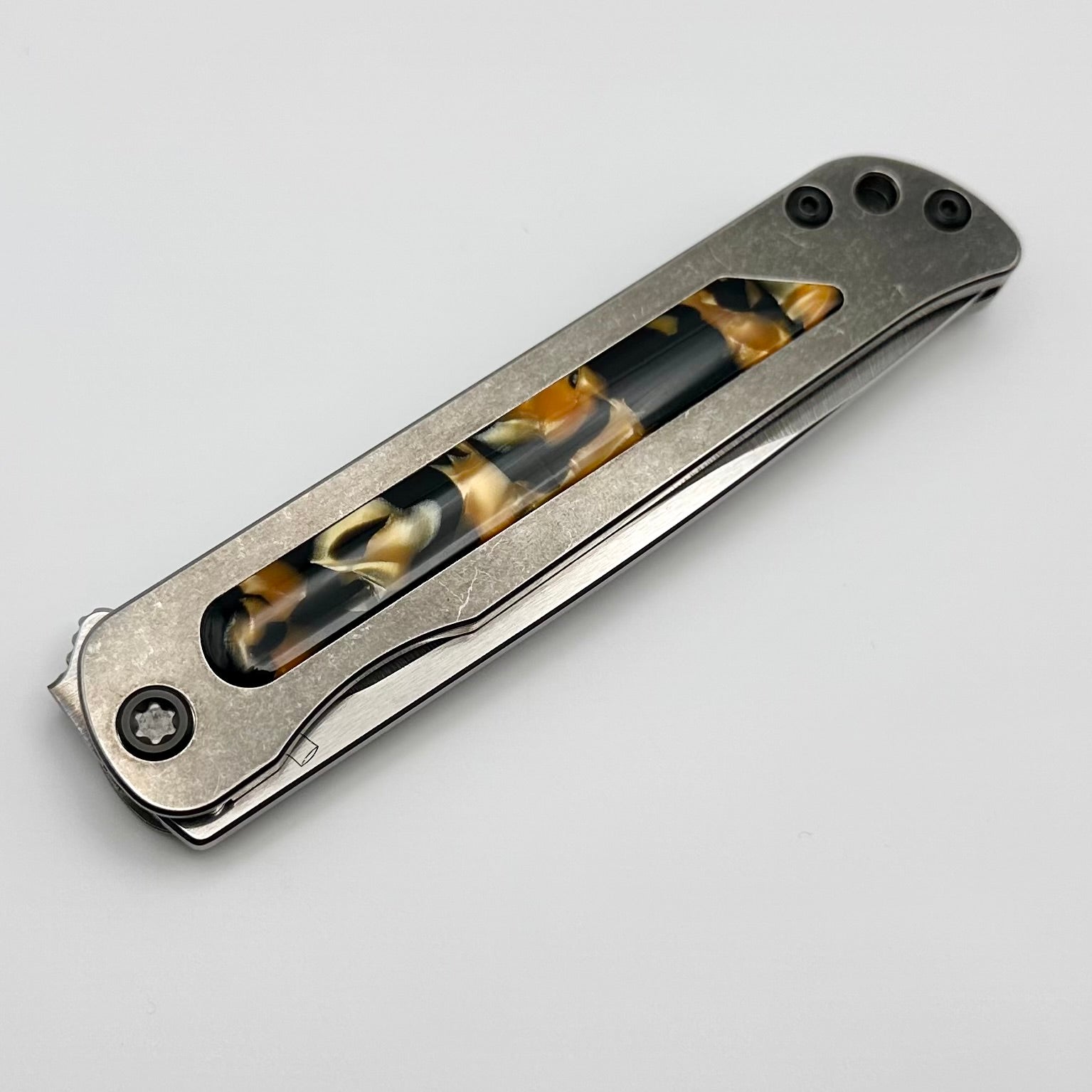 Premium Medford T-Bone Titanium Flipper Knife with Tortoise Shell Inlay & PVD Coating