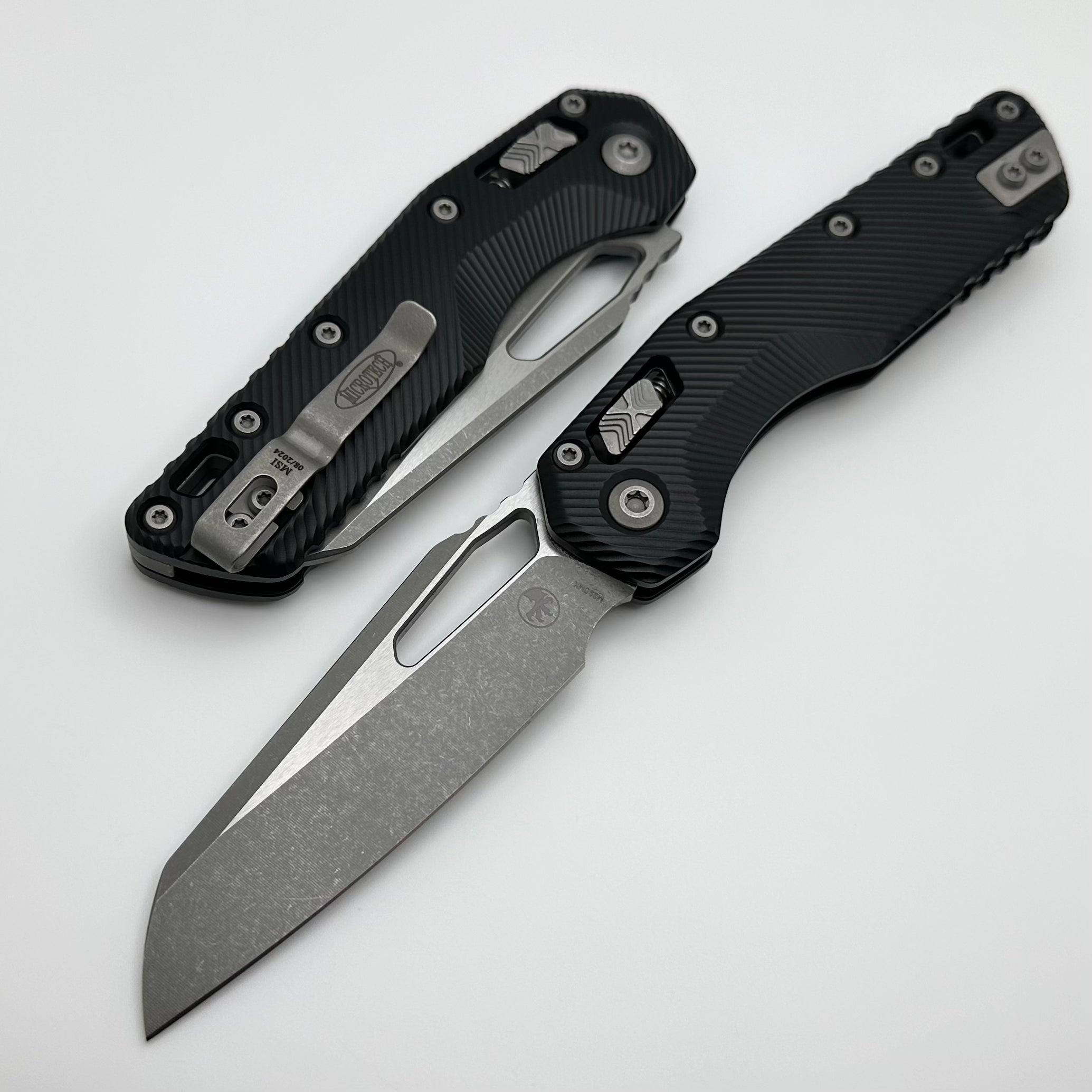 Premium Microtech MSI RAM LOK Folding Knife - Black Fluted Aluminum & Apocalyptic M390MK Blade