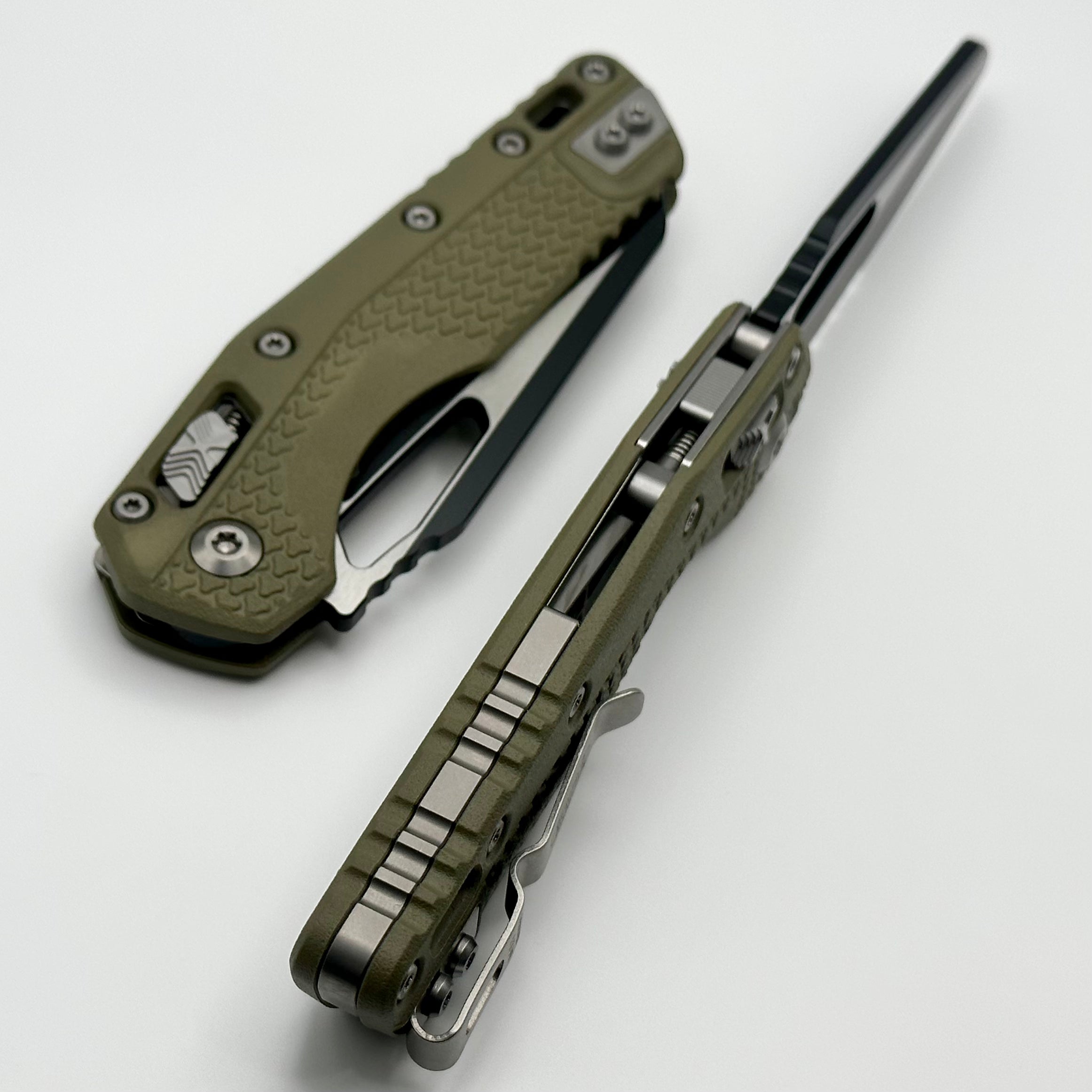 Microtech MSI RAM-LOK Tactical Folding Knife - OD Green Polymer & Black Serrated M390MK Blade