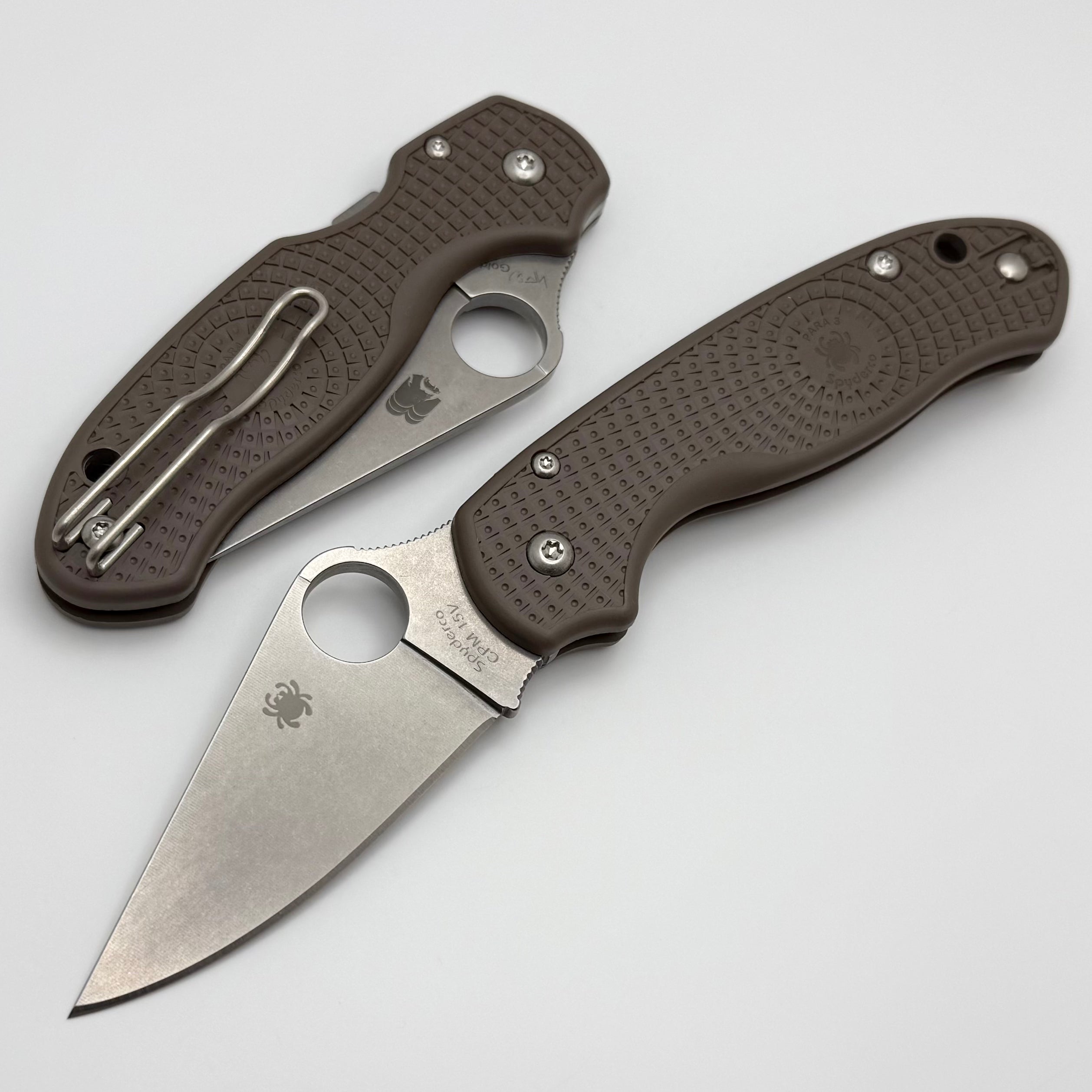 Spyderco Para 3 Lightweight Brown FRN Handles & 15V Sprint Run C223PBN15V - Premium Tactical Knife