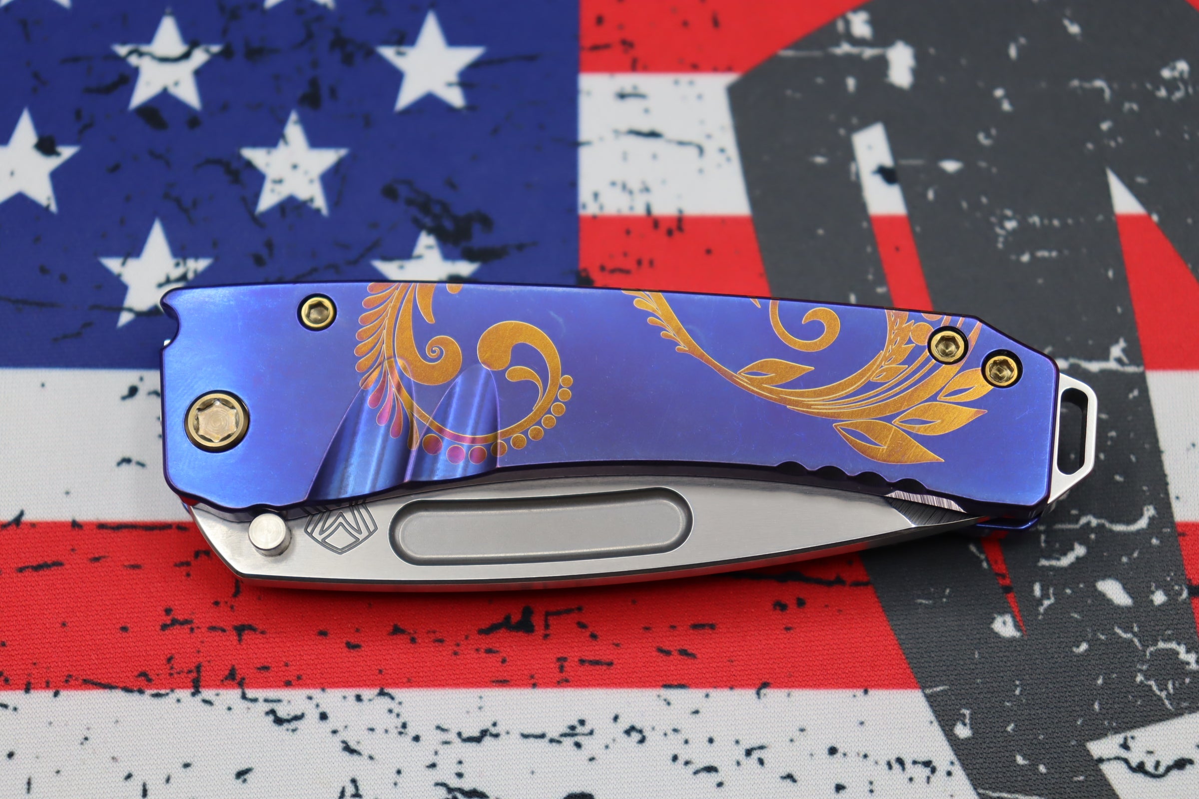 Medford Midi Marauder S35 Tanto - Premium EDC Knife with Dark Blue Bronze Filigree Handles