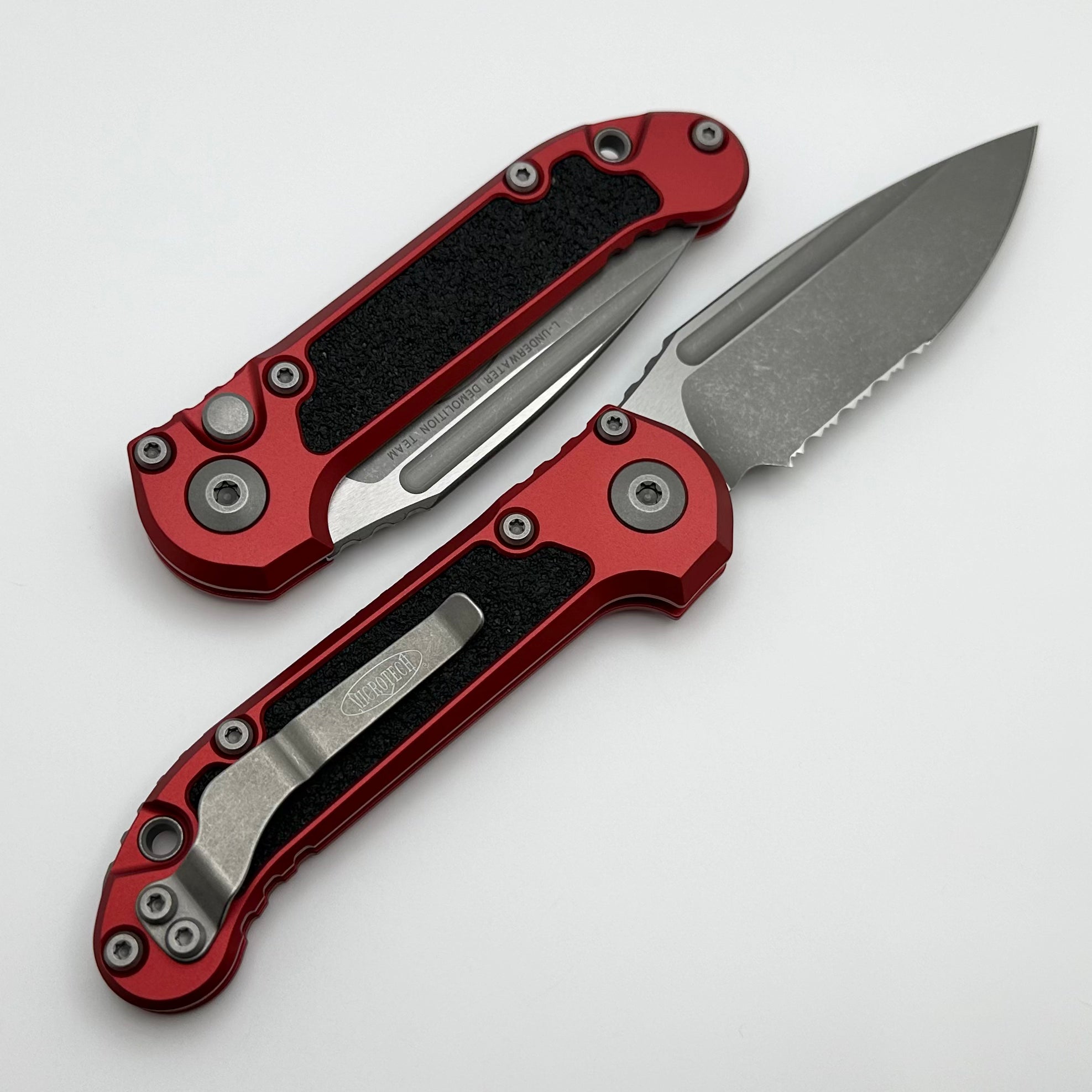 Microtech LUDT Gen III Apocalyptic Serrated Knife - Red Aluminum Handle