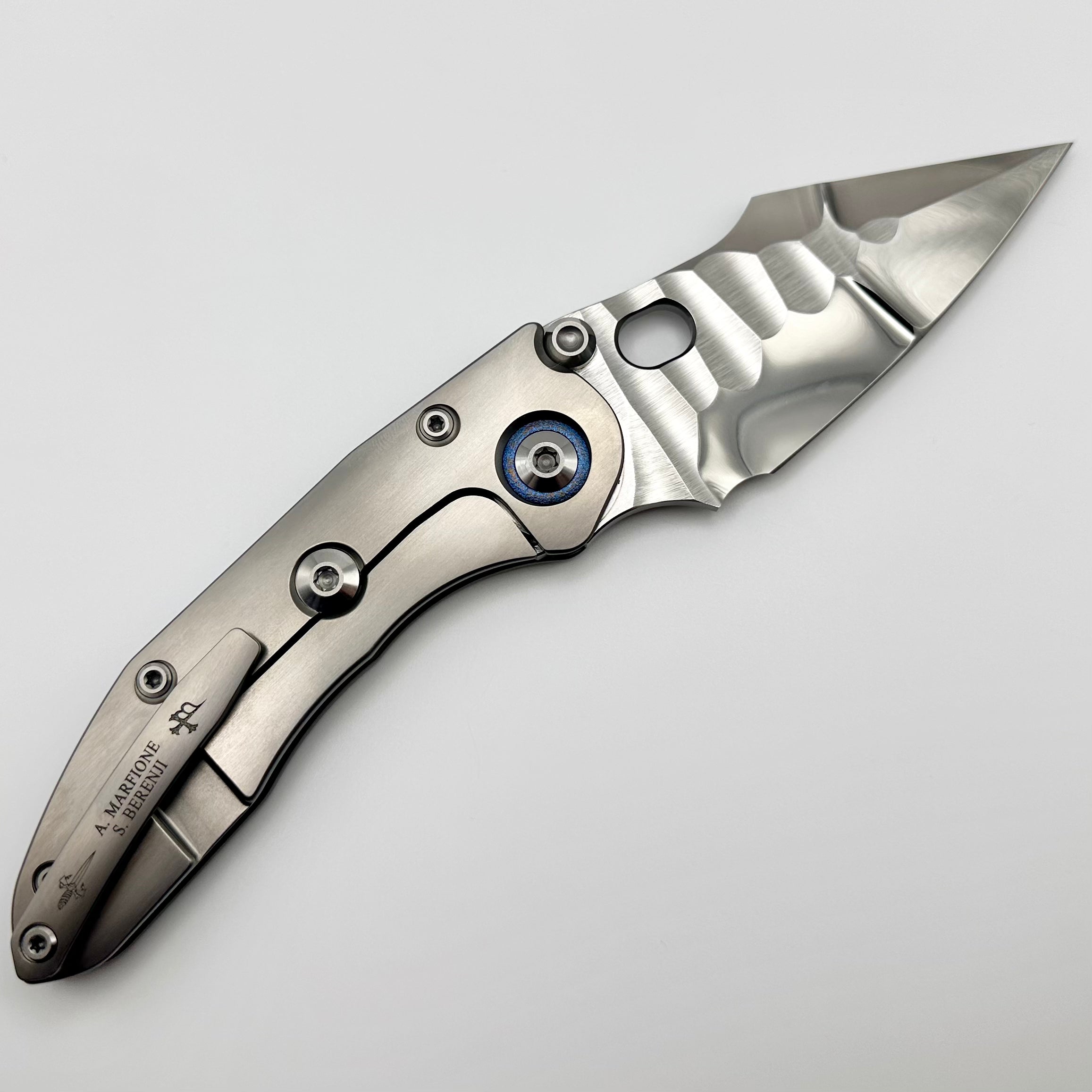 Marfione & Borka Stitch Knife - Premium Diamond Wash & Abalone Inlay Titanium Handle