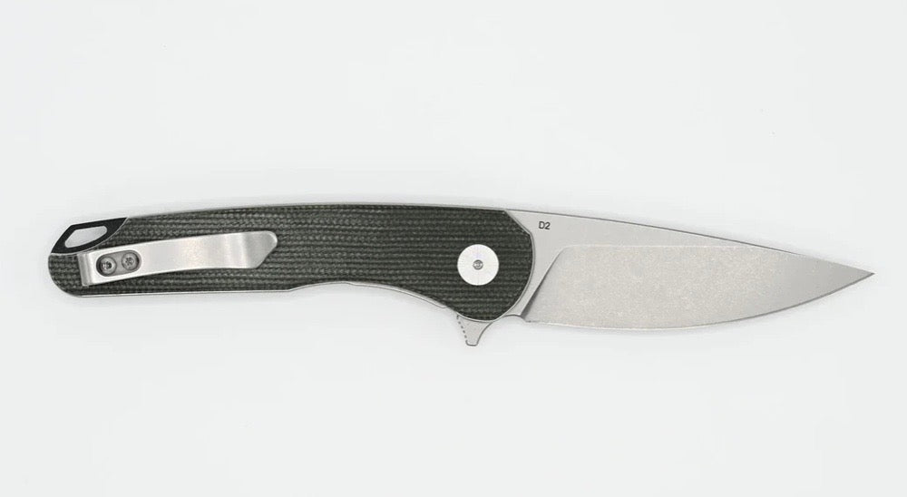 Eikonic Dromas Premium Folding Knife - Olive Canvas Micarta & D2 Steel