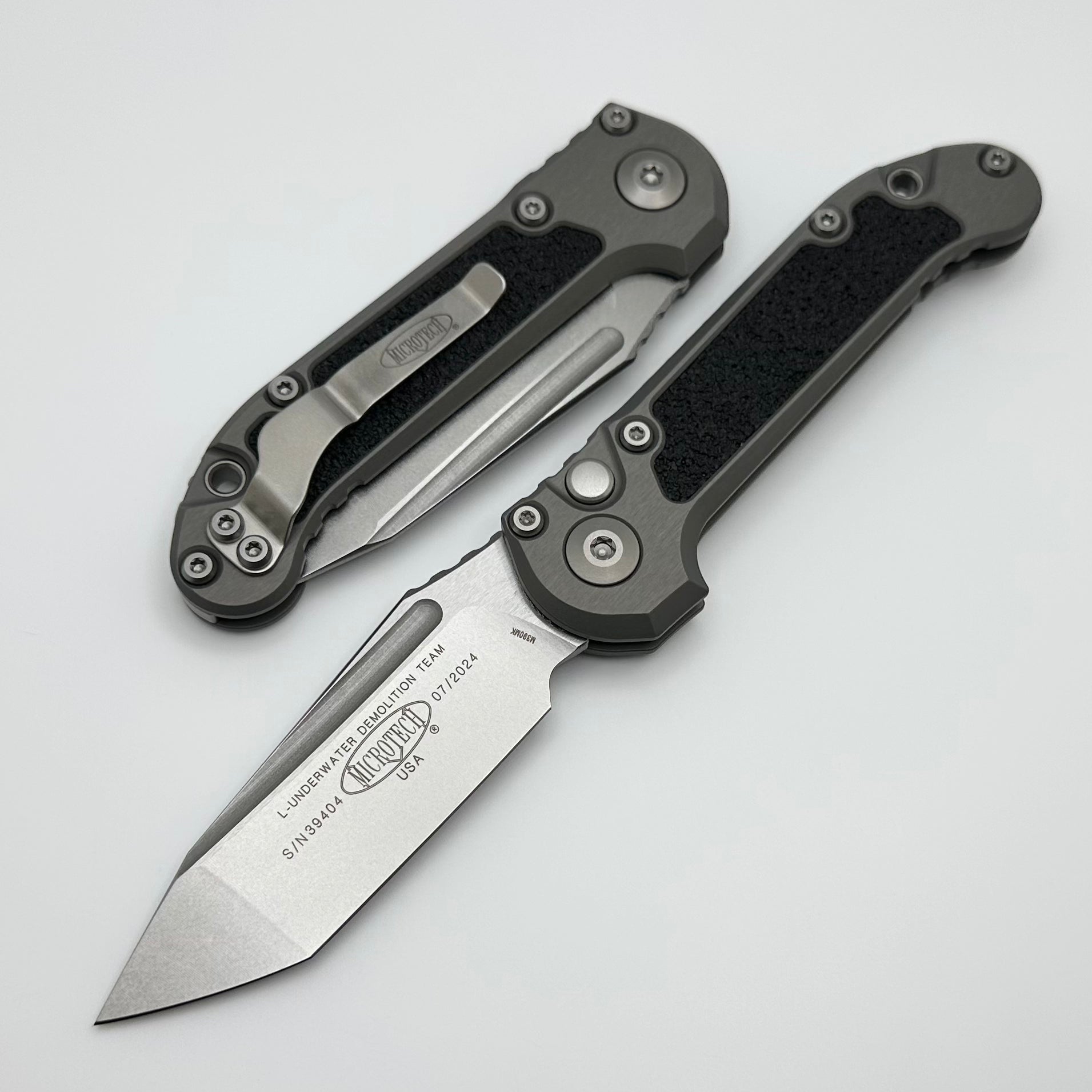 Microtech Premium LUDT Gen III Tanto Knife - Stonewash Finish & Natural Clear Handle