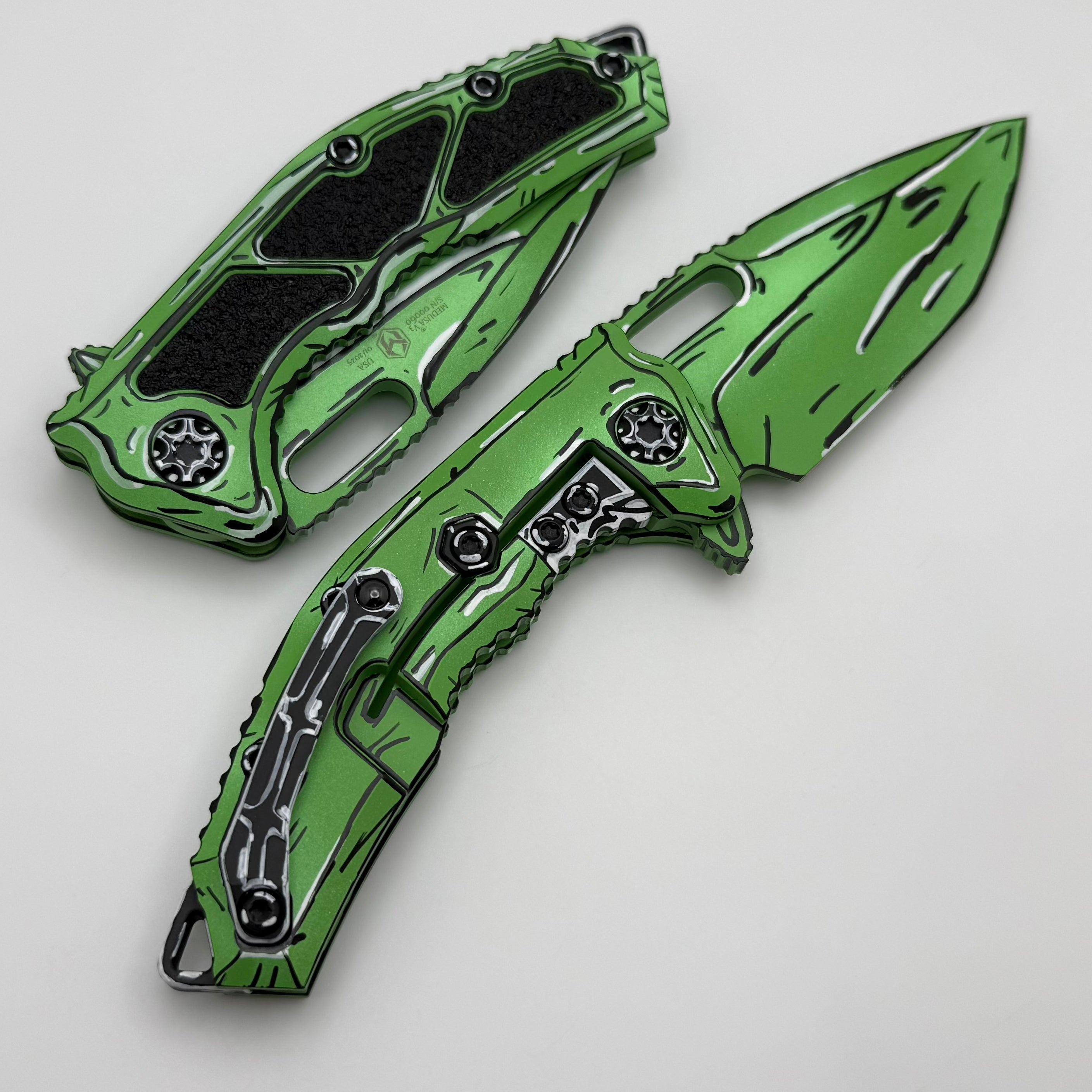 Heretic Knives Medusa Cel Shade Toxic Green | Premium MagnaCut Blade