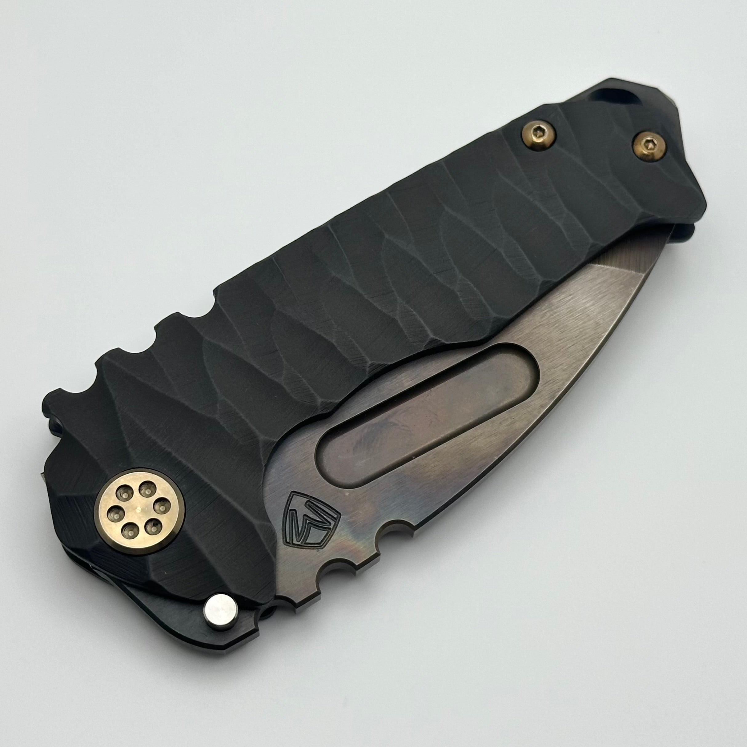 Medford Praetorian Genesis T Black Predator Knife with Bronze Hardware & Vulcan Tanto S45VN Blade