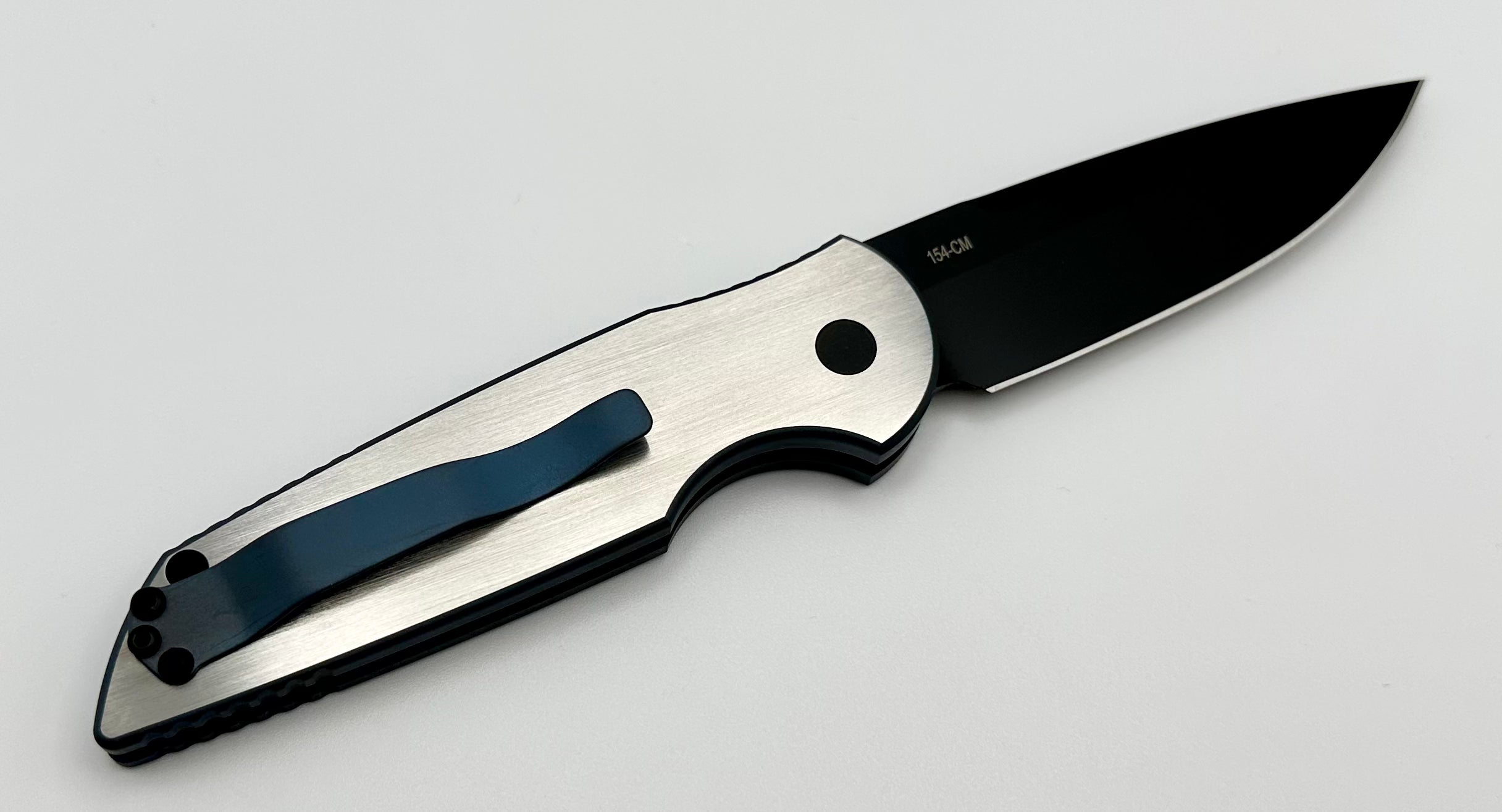 Ultimate Pro-Tech TR-3 Custom Titanium Knife - Two Tone Matte Gray/Blue w/ DLC Blade