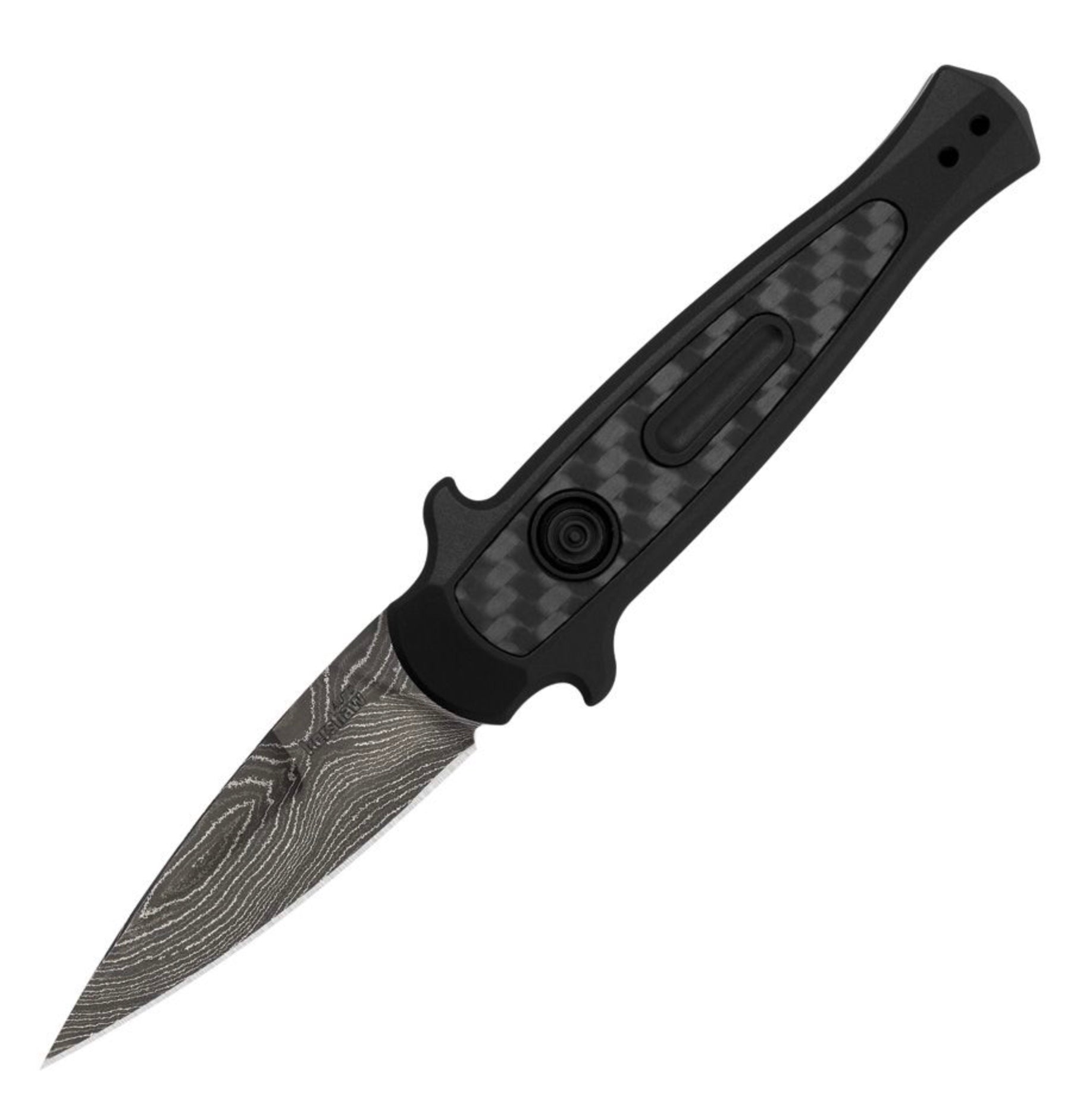 Kershaw Launch 12 Carbon Fiber & Damascus EDC Knife - Ultimate Compact Stiletto Style