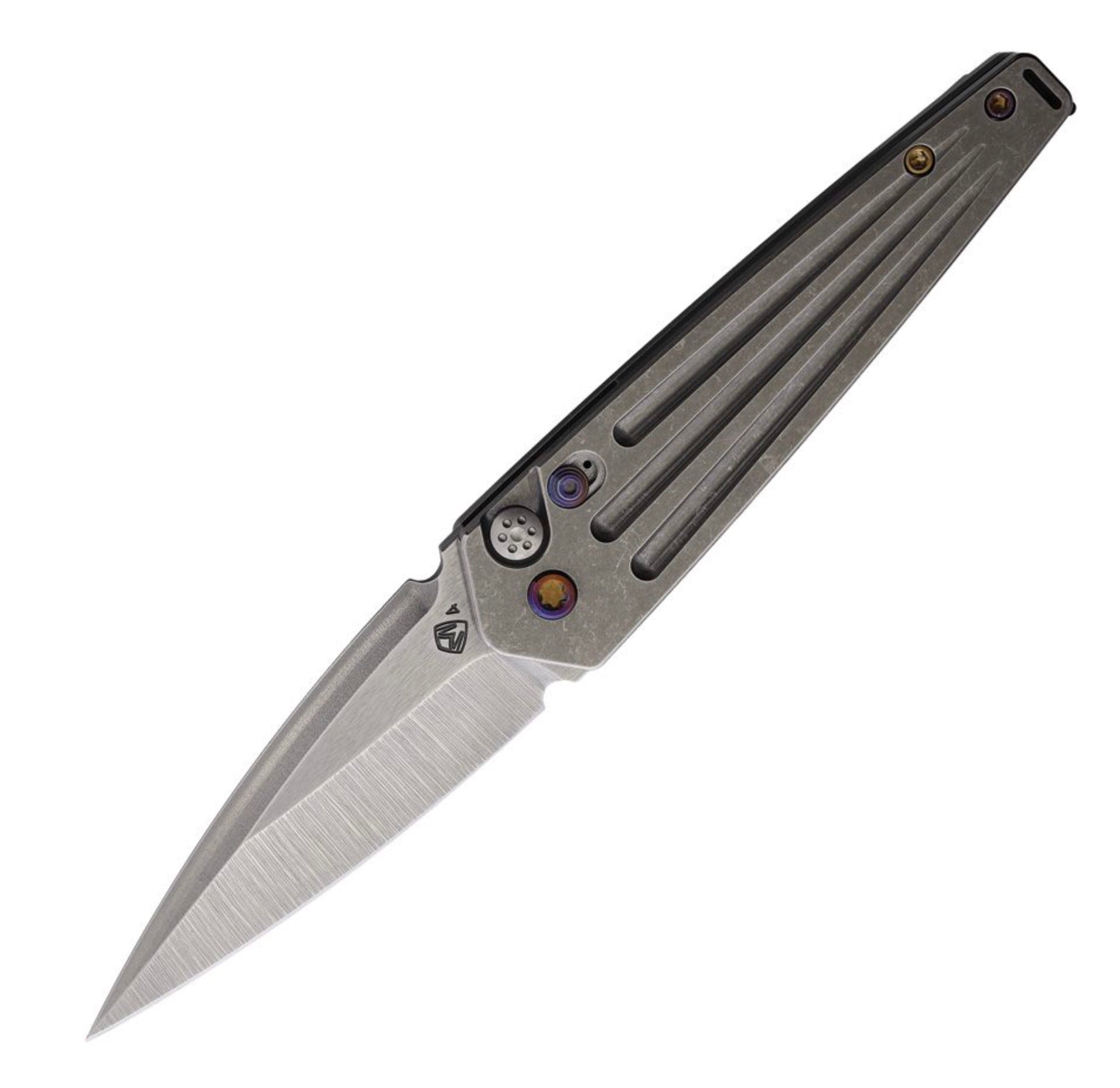 Premium Medford Nosferatu Auto Knife - Flamed Hardware & Tumbled S45VN Blade