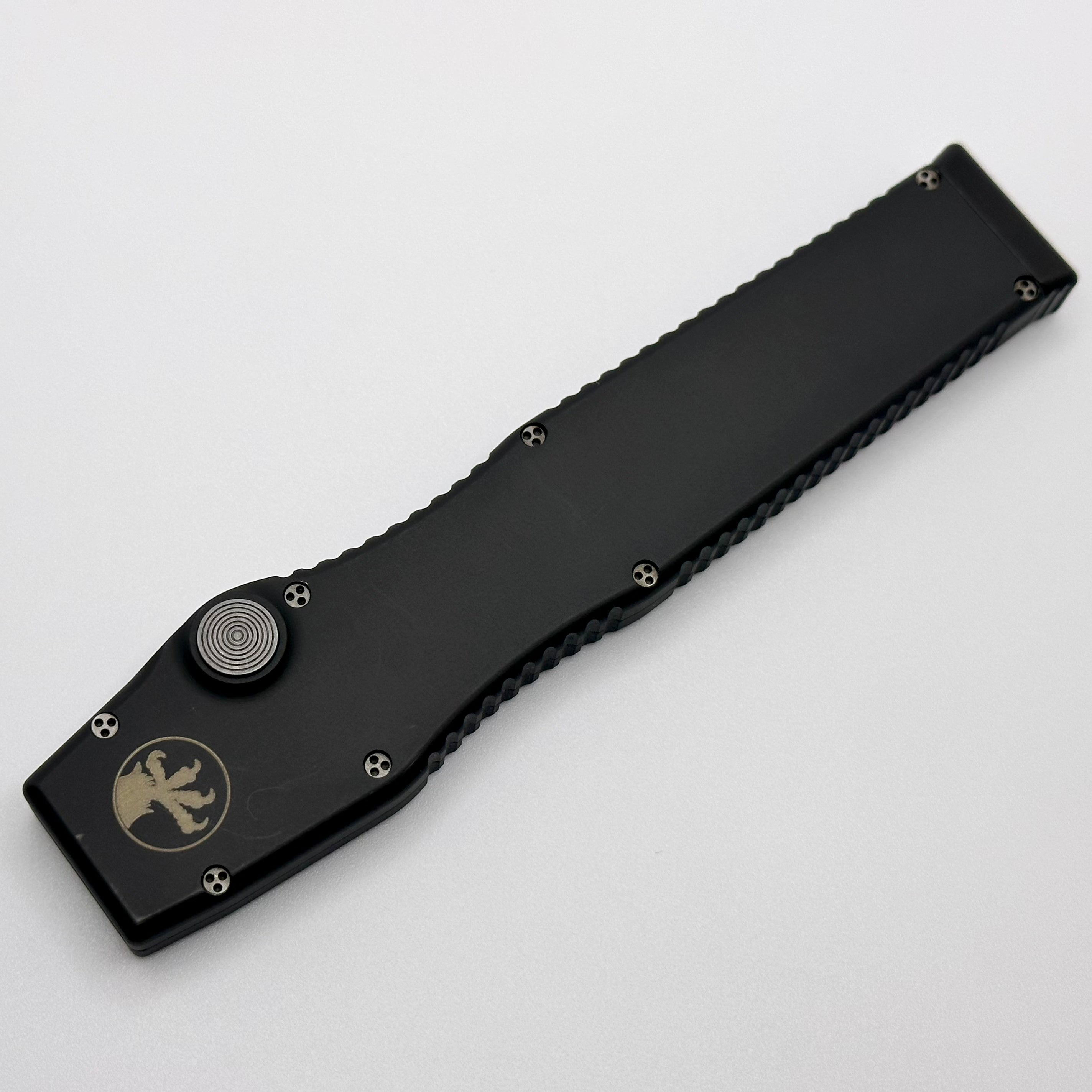 Premium Microtech HALO II Tactical Knife - Black Handle & Satin Partial Serrated Blade (Pre-Owned)