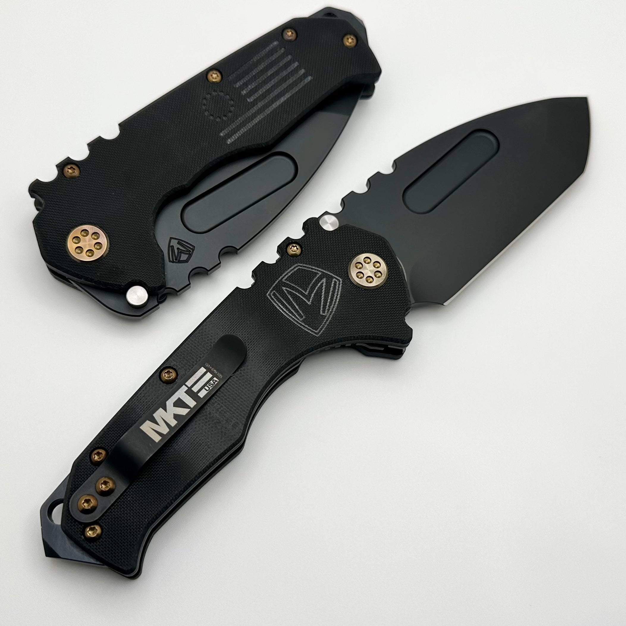 Medford Praetorian Tanto Ultimate Tactical Knife - Black G10 & DLC D2 Blade with Bronze Hardware