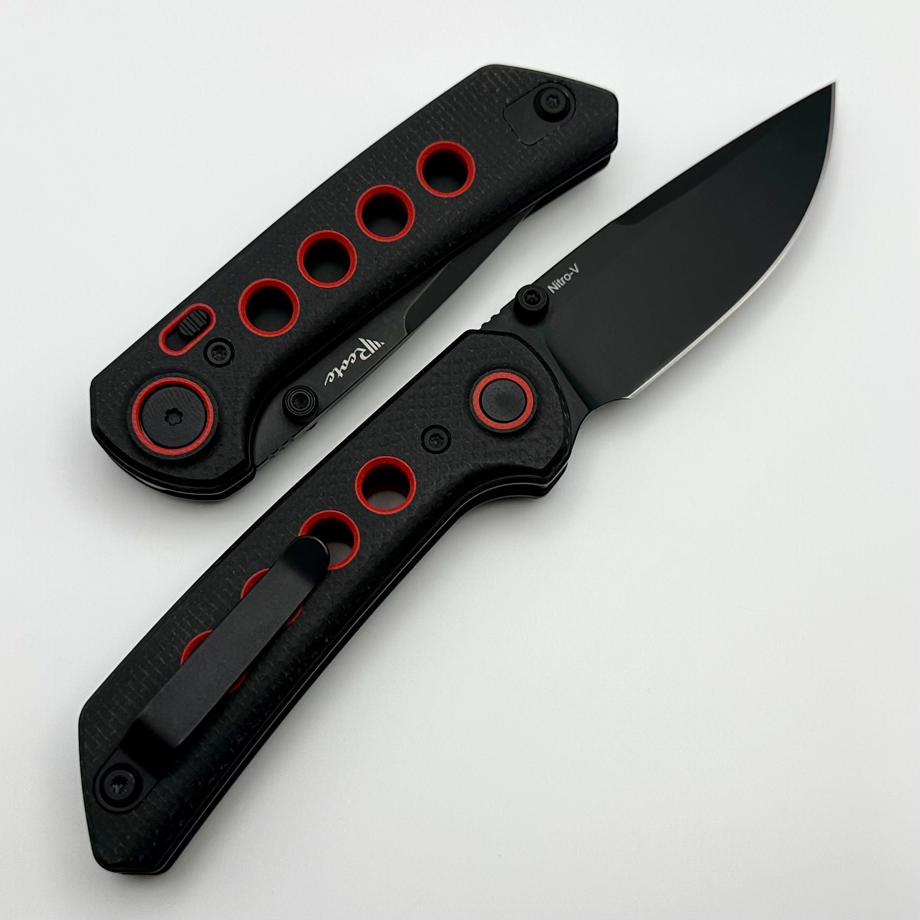 Reate Knives PL-XT Ultimate EDC Folder - Black Micarta with Red G-10 Inlays