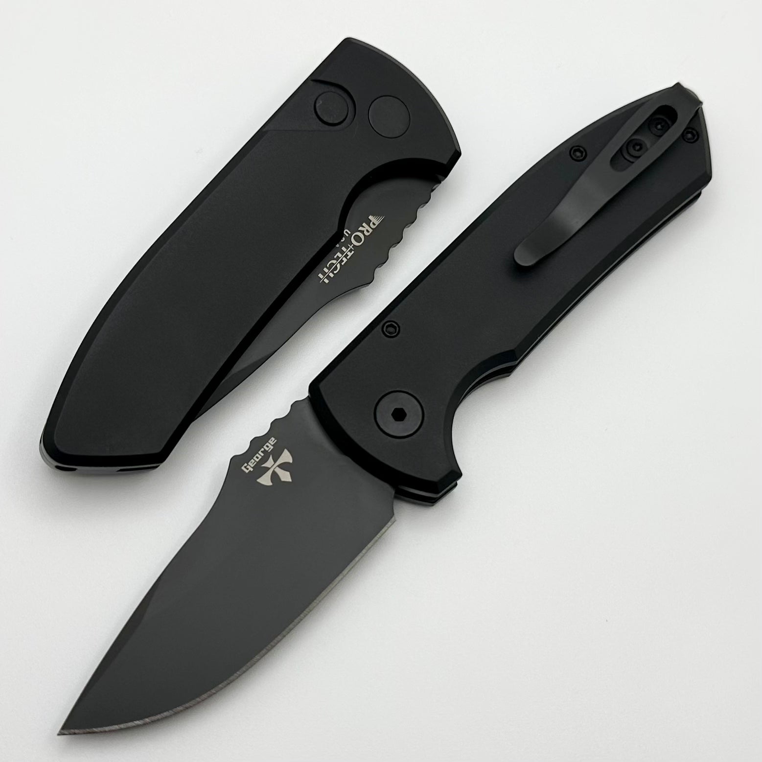 Ultimate Pro-Tech SBR Left-Handed Compact Knife - Black Aluminum Handle & S35VN Blade