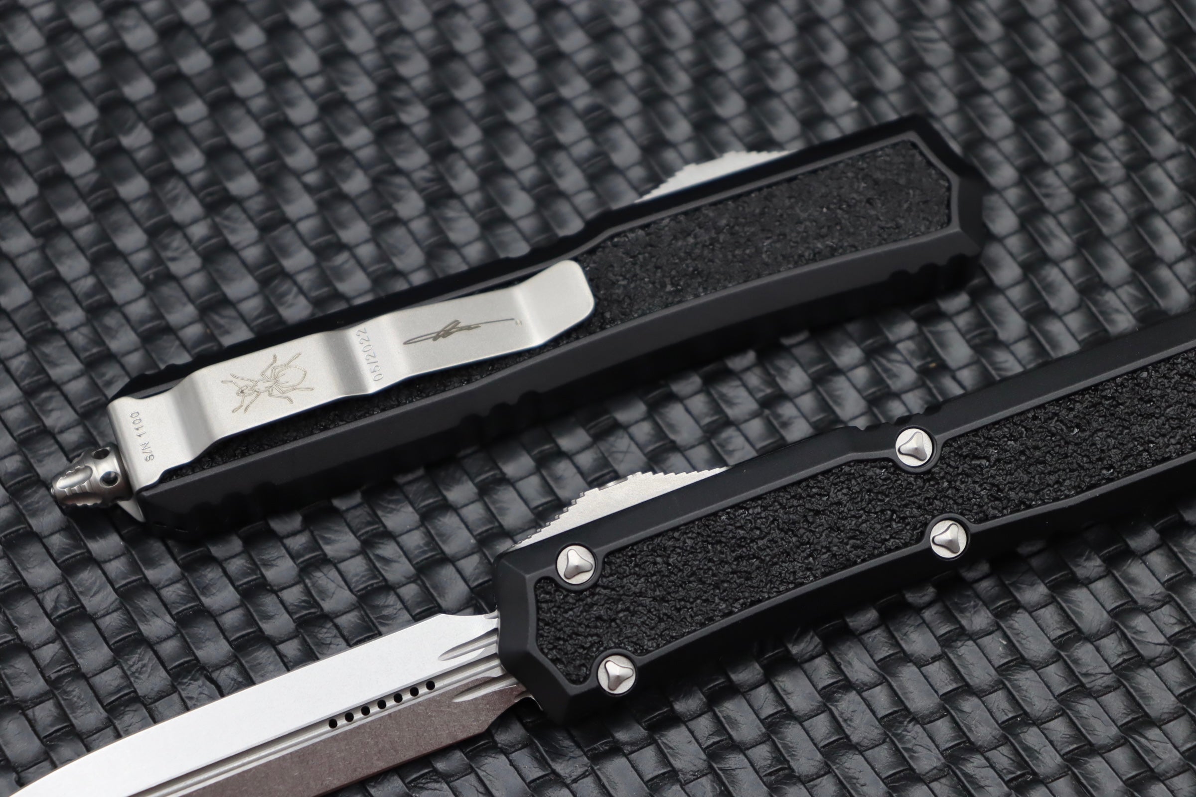 Microtech Makora Premium Double Edge Tactical Knife - Stonewash & Black