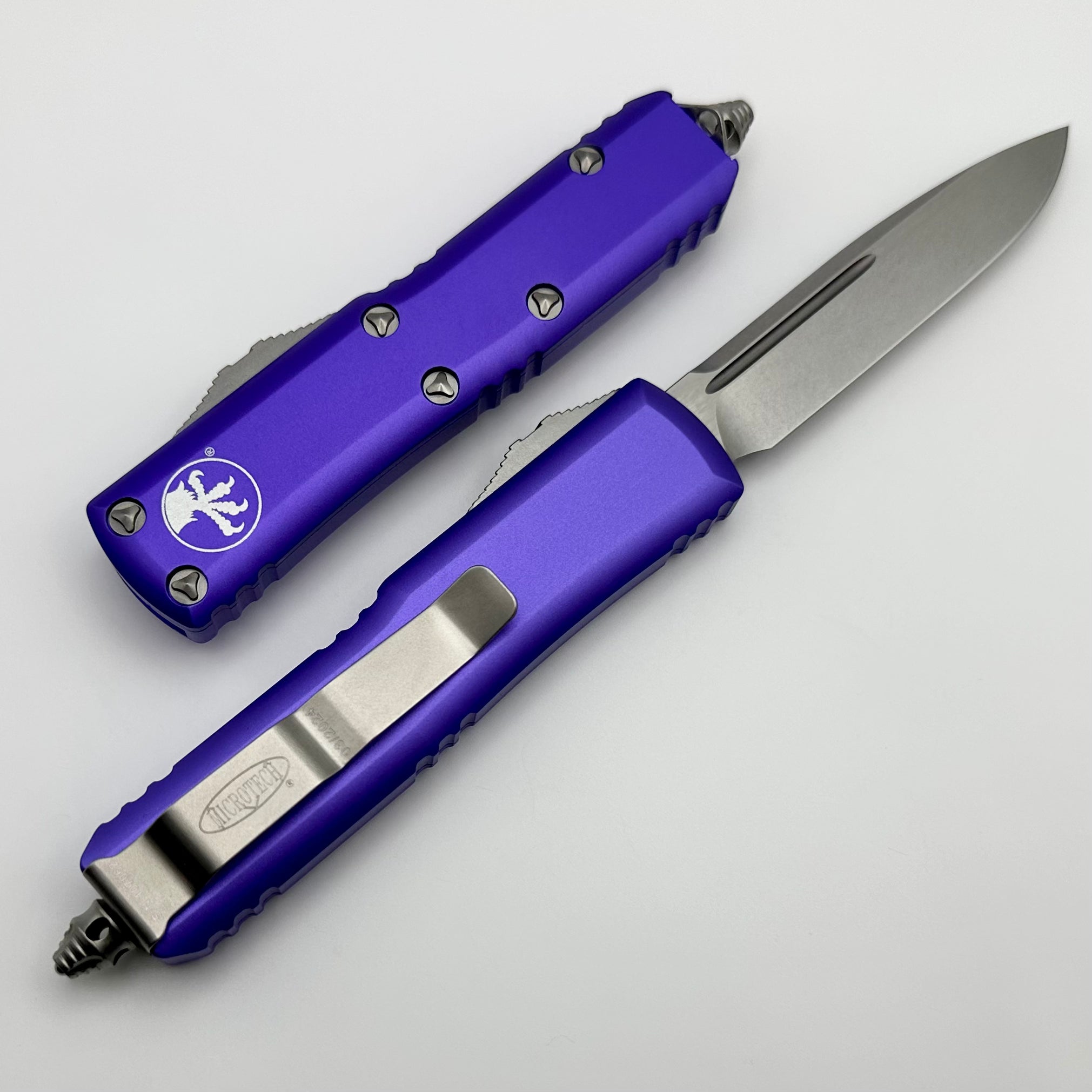 Microtech UTX-85 Premium EDC Knife – Stonewash & Purple Finish