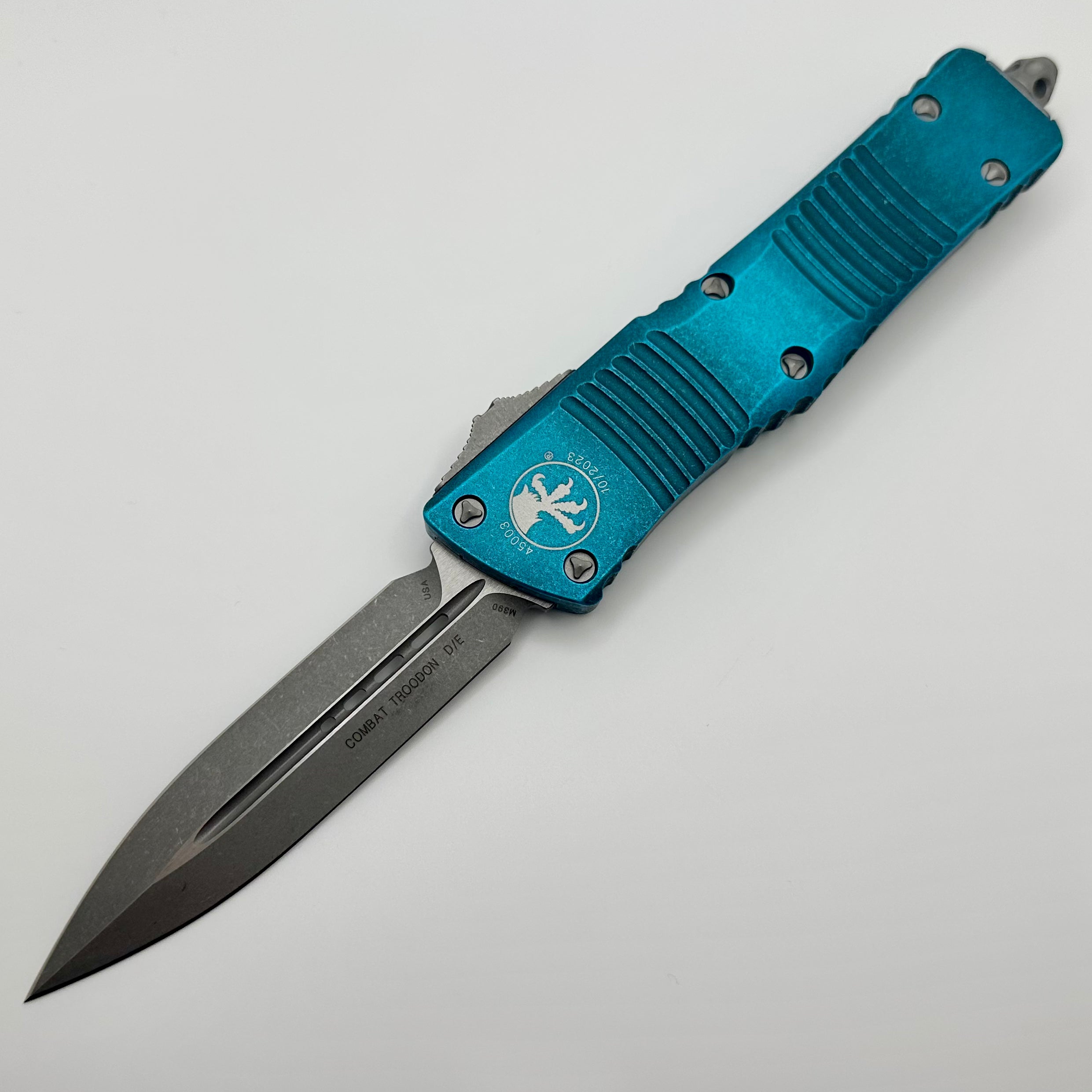 Premium Microtech Combat Troodon - Weathered Turquoise Double Edge Apocalyptic Knife