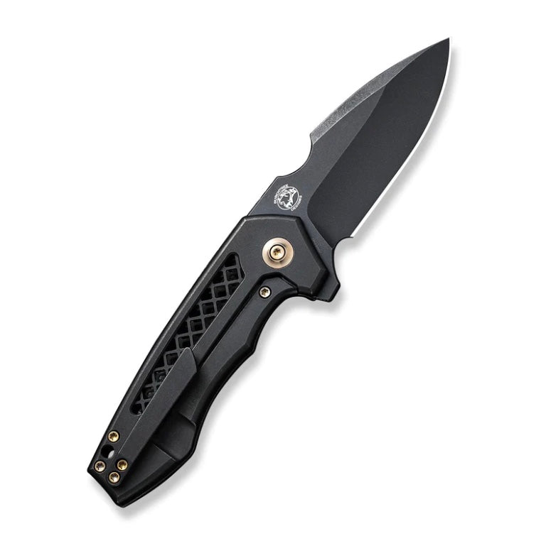 We Knife Harpen Flipper - Premium Black Milled Titanium Handle & CPM-20CV Blade WE23019-1