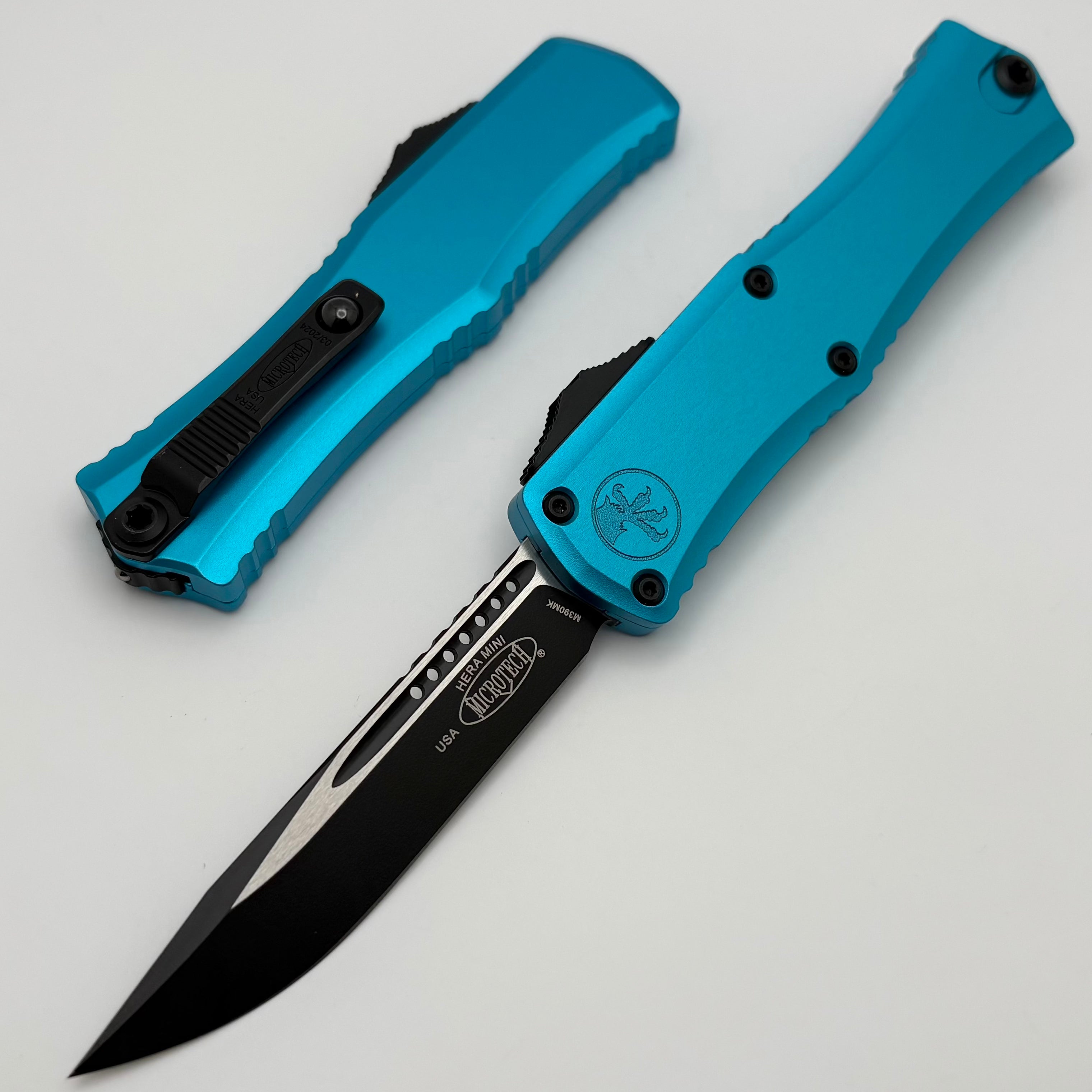 Microtech Knives Premium Mini Hera OTF EDC Knife with Turquoise Handle