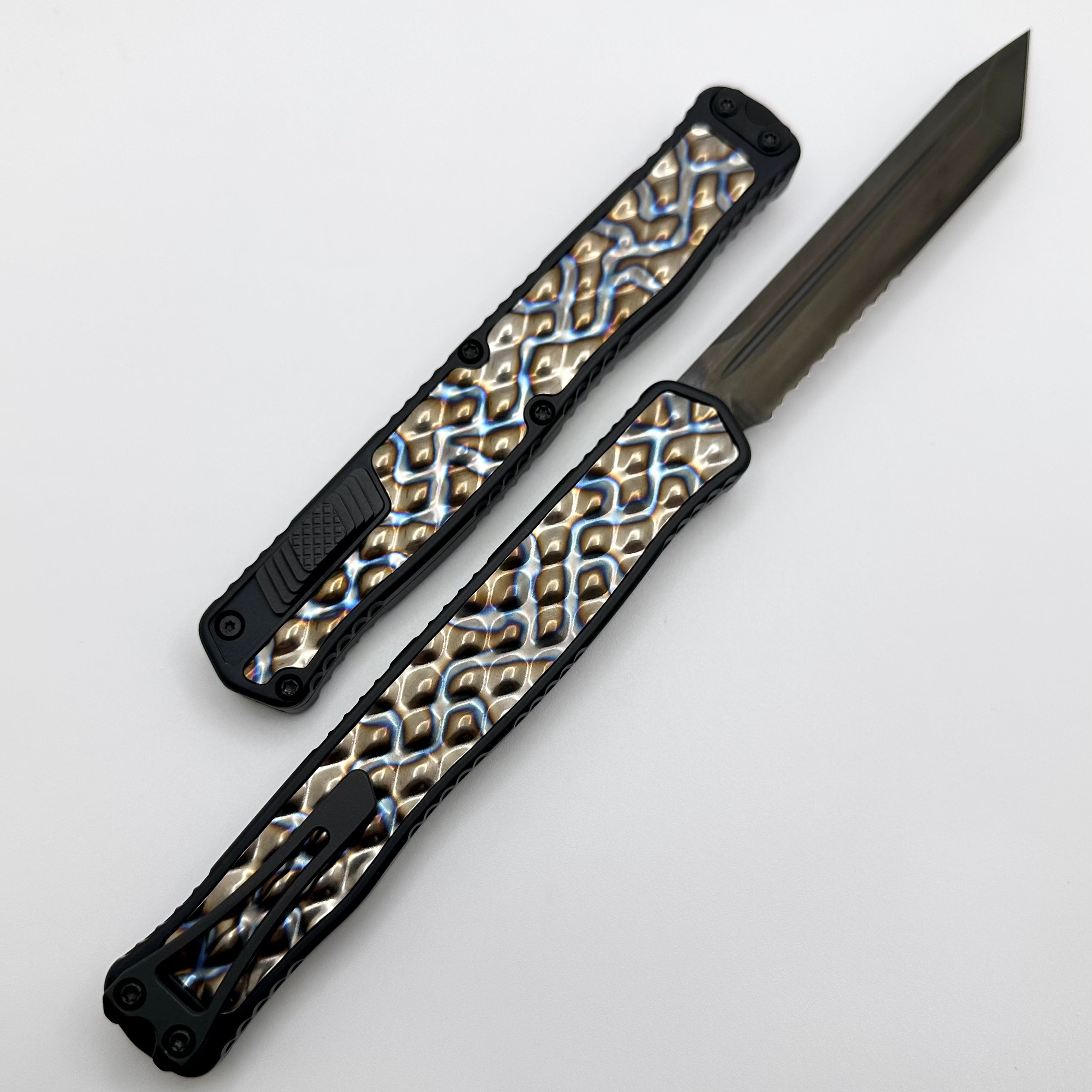 Heretic Knives Cleric II Premium Tactical Folding Knife - Flamed Titanium Inlays & DLC Tanto Magnacut Blade
