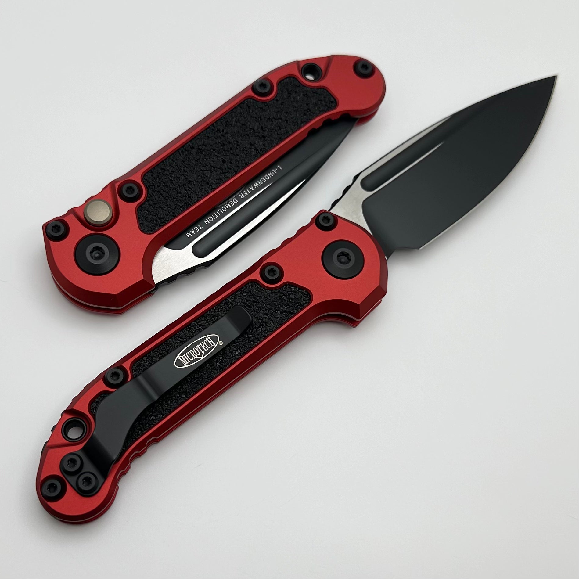 Microtech LUDT Gen III Tactical Knife - Black Drop Point & Red Aluminum Handle