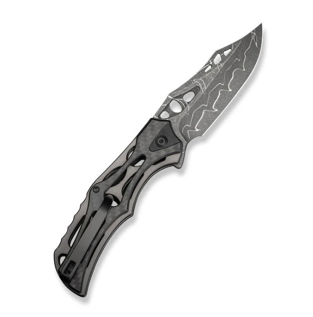 Civivi Biophase Premium Button Lock Knife with Damascus Blade & Carbon Fiber Handles