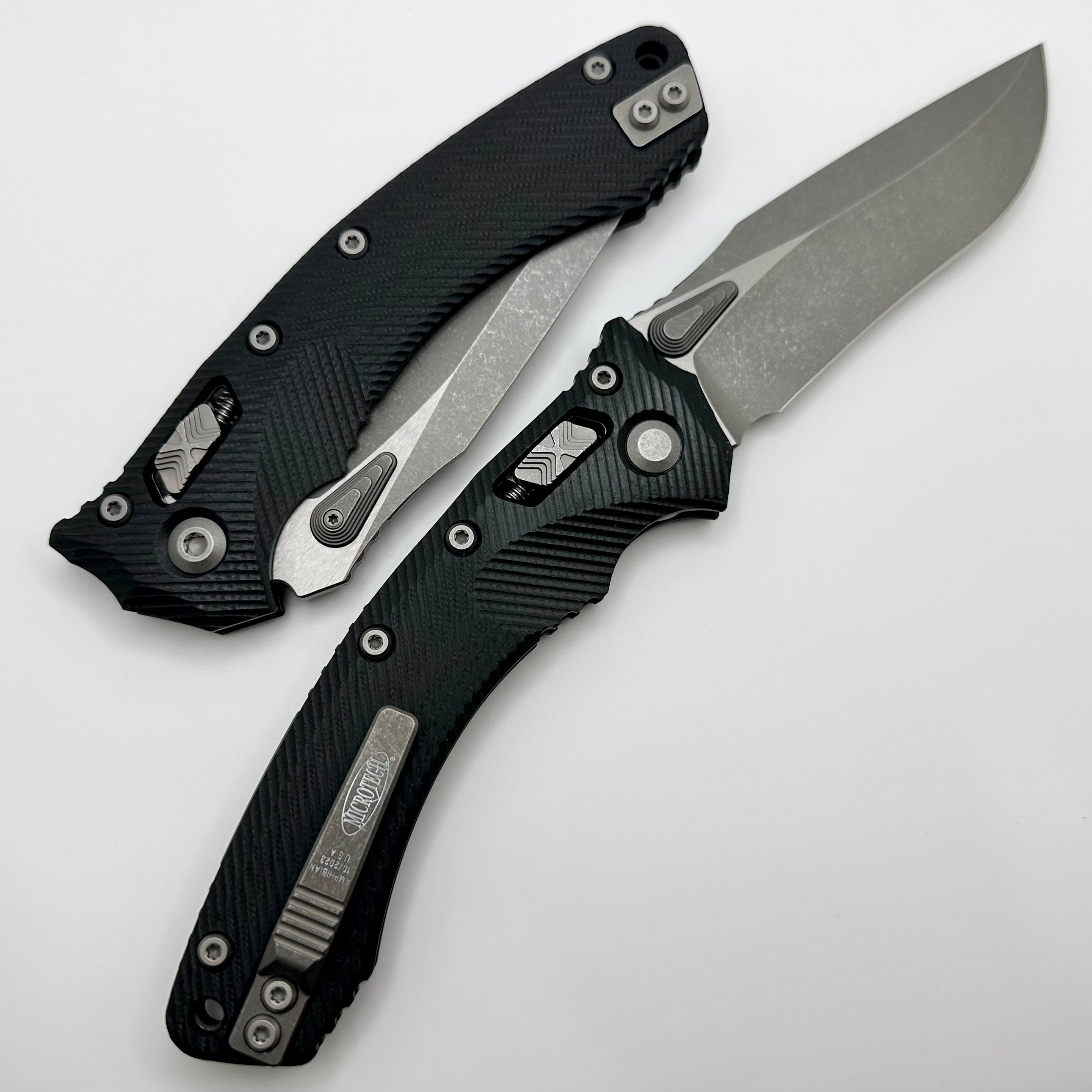 Premium Microtech Amphibian RAM LOK Tactical Knife - Black Fluted G-10 & Apocalyptic M390MK