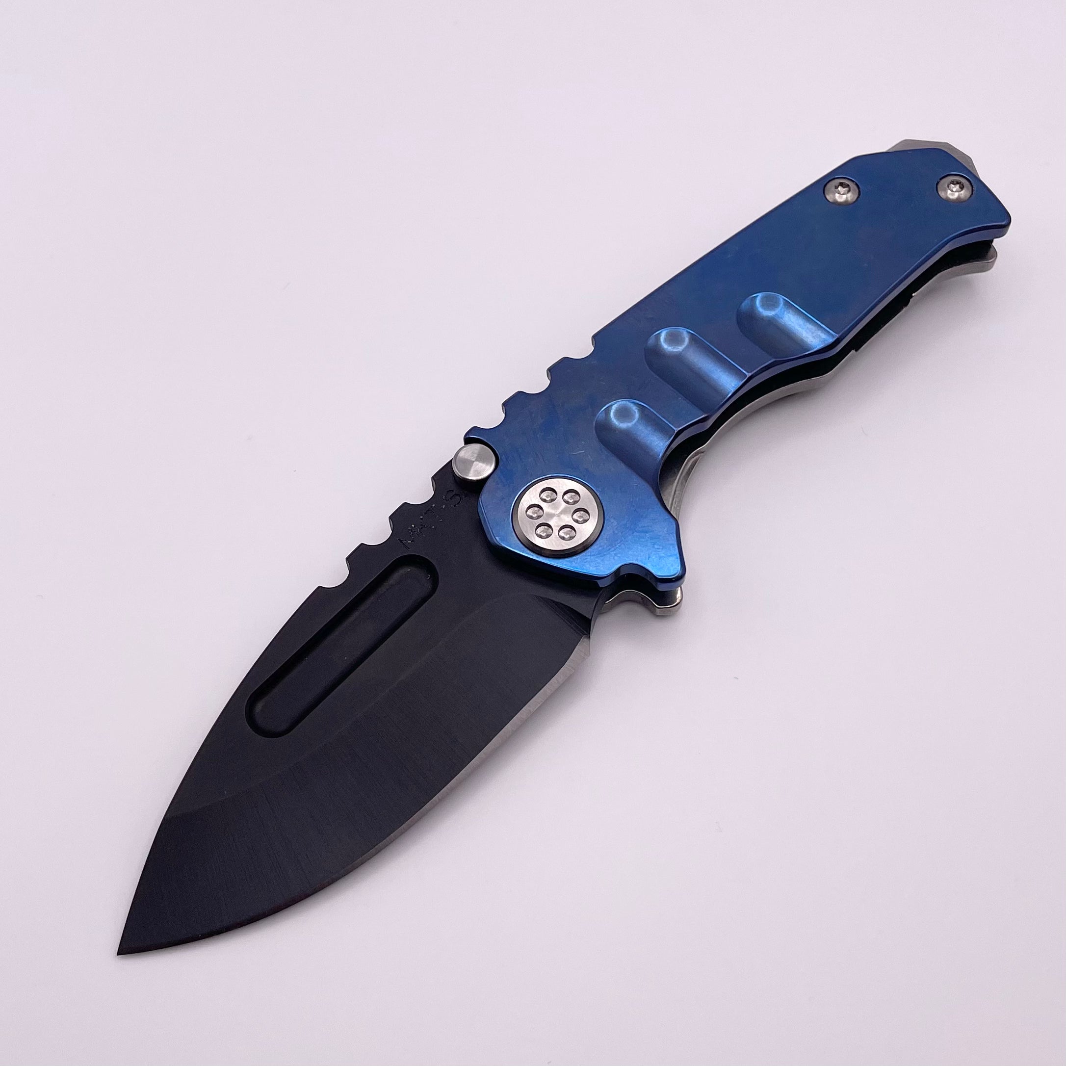 Premium Pre-Owned Medford Micro Praetorian T - PVD S35 Drop Point & Blue/Tumbled Finish