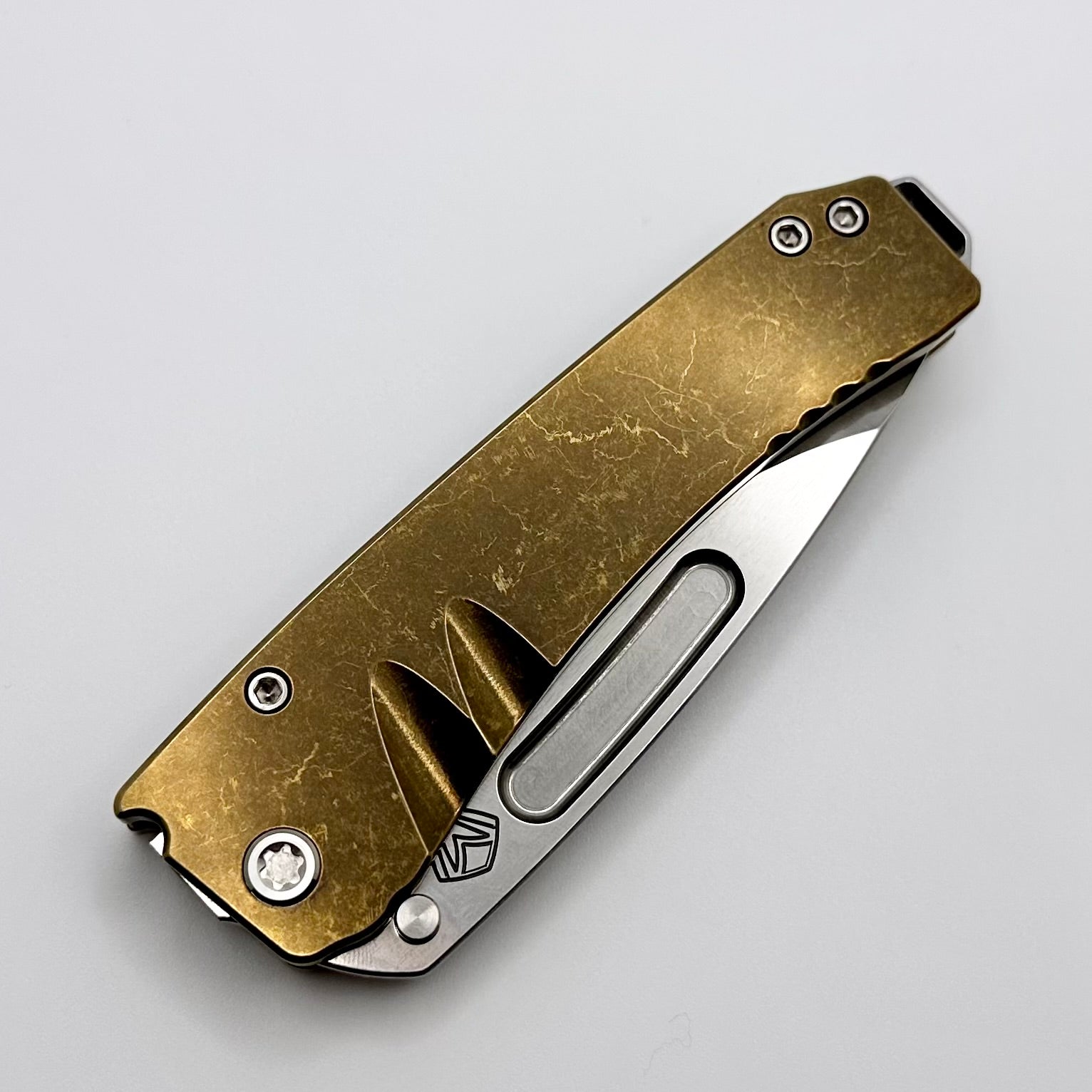 Medford Midi Marauder S45 Premium Drop Point Folding Knife with Bronze Tumbled Titanium Handles