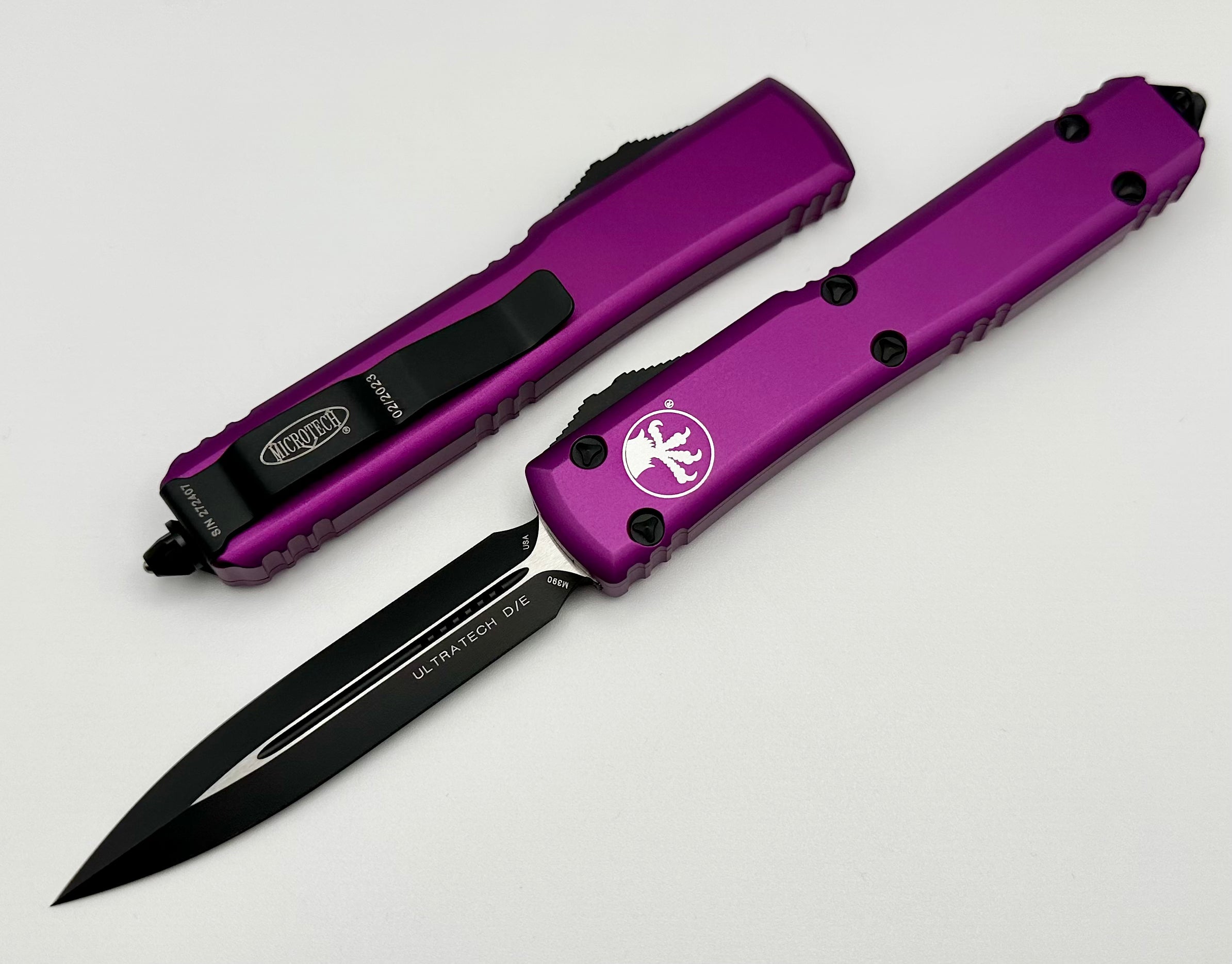 Premium Microtech Ultratech Black Double Edge & Violet OTF Knife