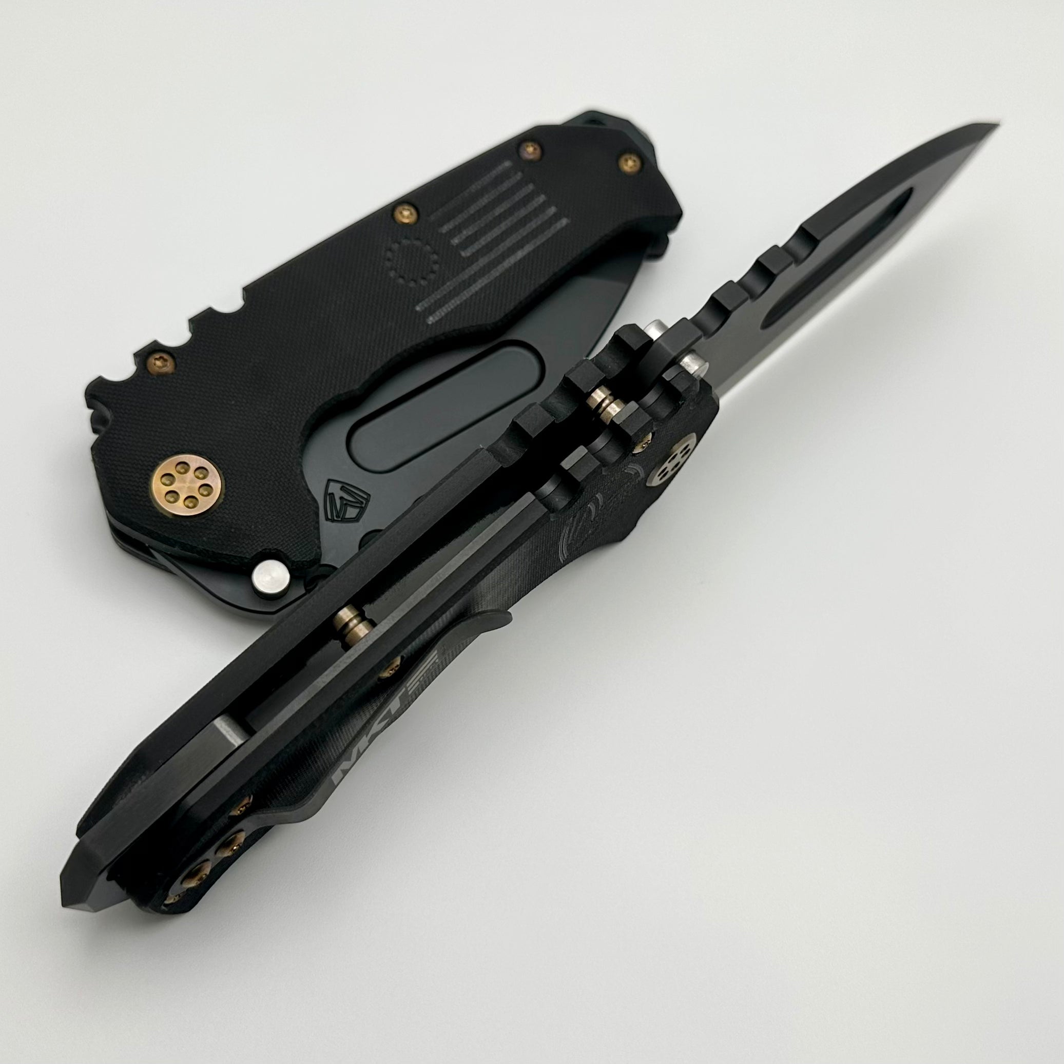 Medford Praetorian Tanto Ultimate Tactical Knife - Black G10 & DLC D2 Blade with Bronze Hardware