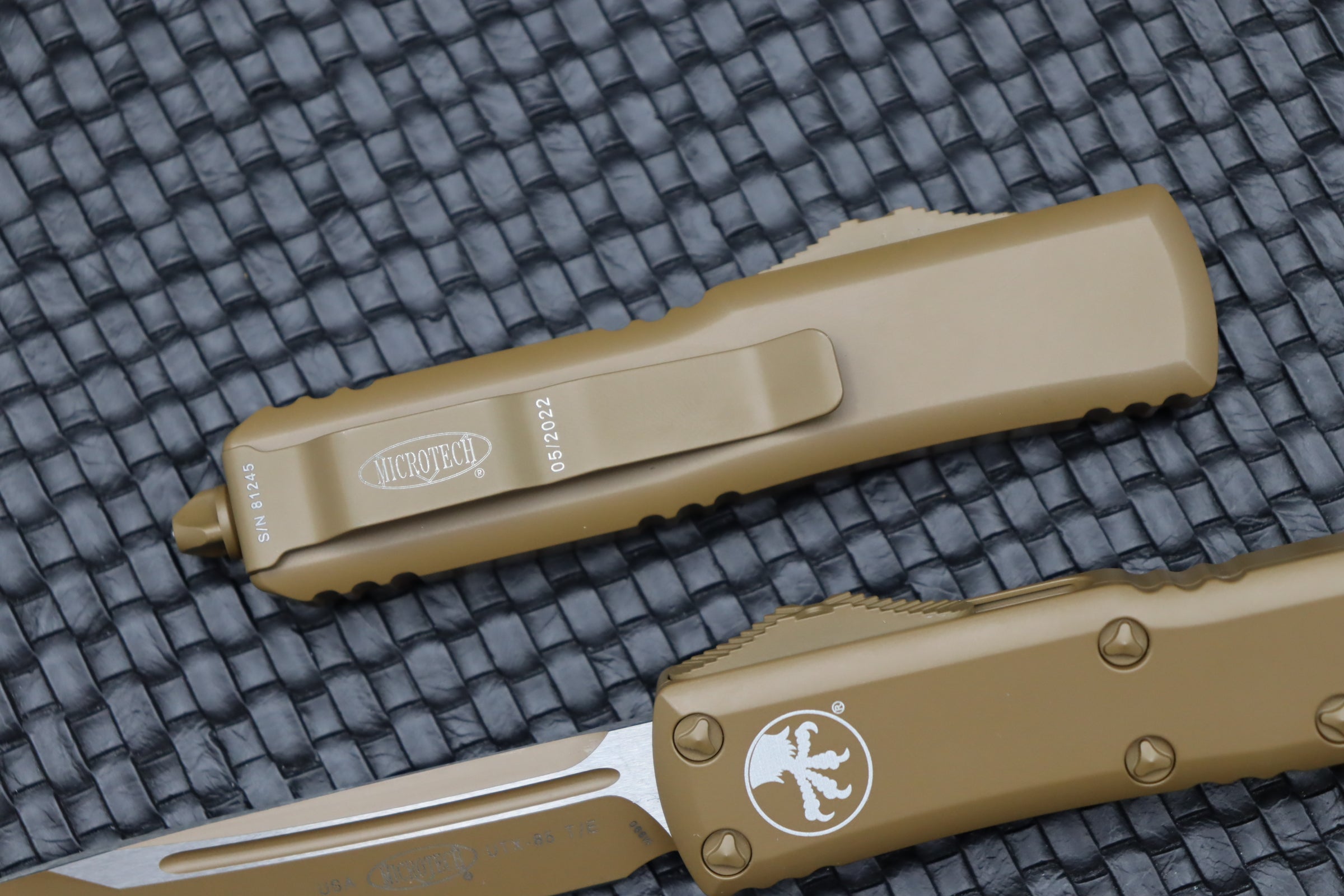 Premium Microtech UTX-85 Tanto Cerakote Tan EDC Knife