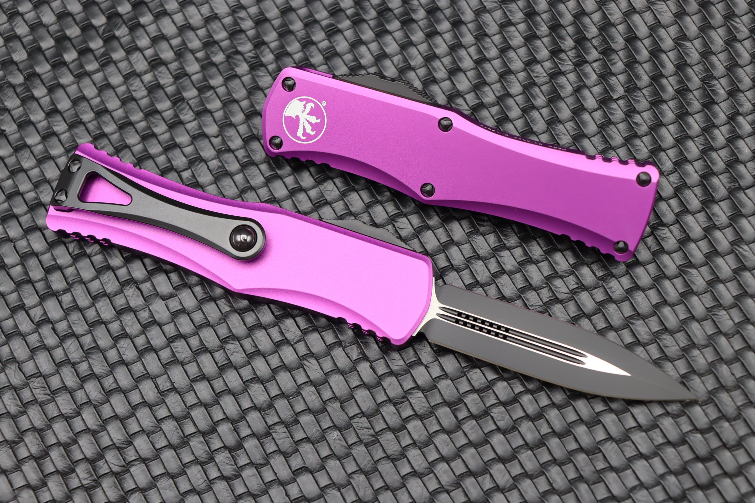 Microtech Hera Double Edge Tactical Knife - Black & Violet | Premium M390 Steel