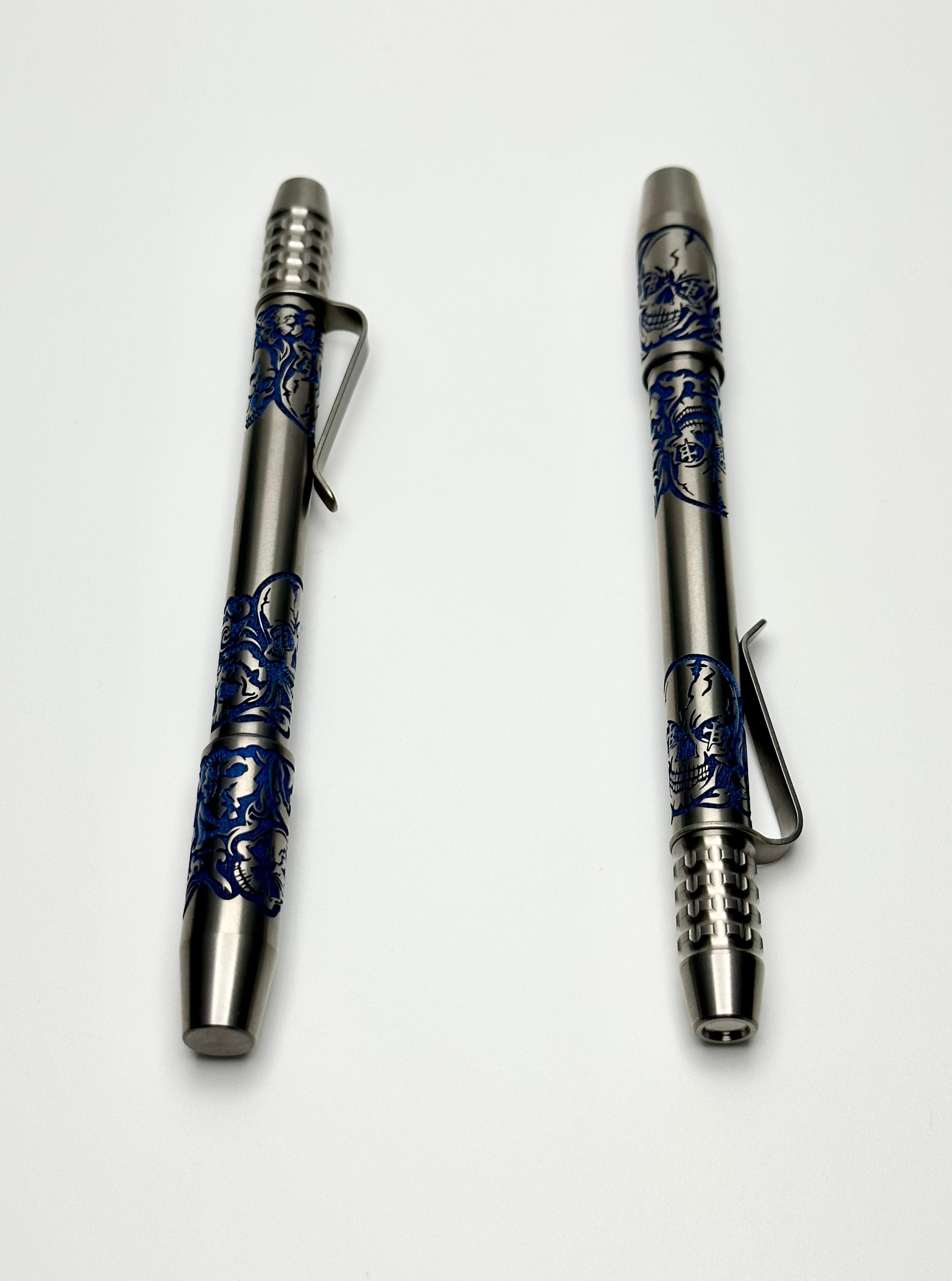 Borka Ti2Design TechLiner Grid Skulls Burnished Shorty 5 Pen - Premium Titanium Writing Tool