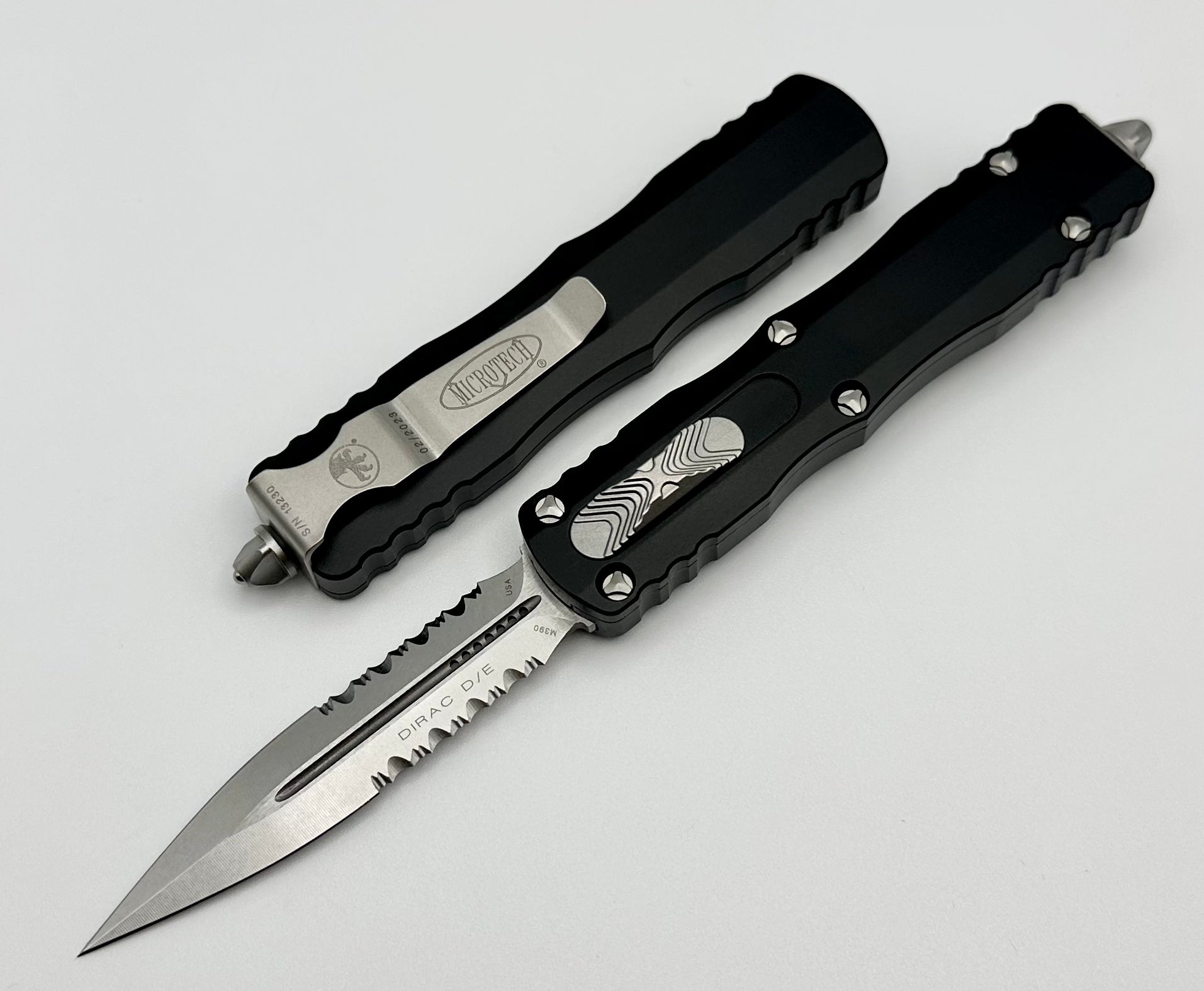 Microtech Dirac Premium Double-Action OTF Knife - Stonewash & Black