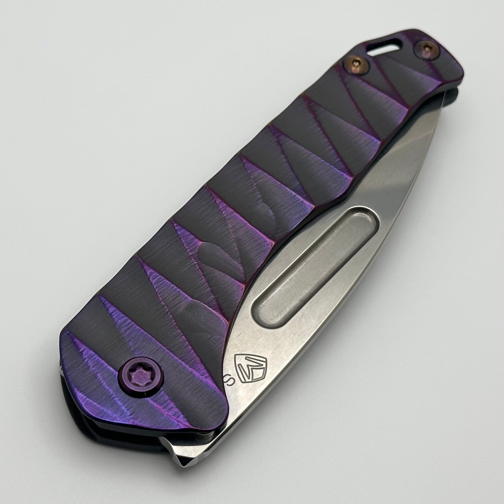 Medford Praetorian Slim S35VN Tactical Knife - Premium Drop Point Blade with Cement Violet Lightning Handles