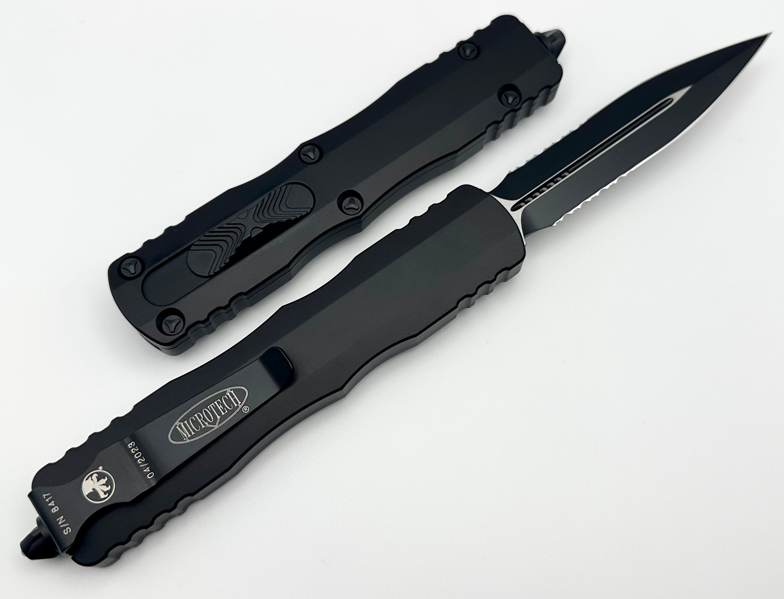 Microtech Dirac Delta Ultimate Tactical OTF Knife - Double Edge Black