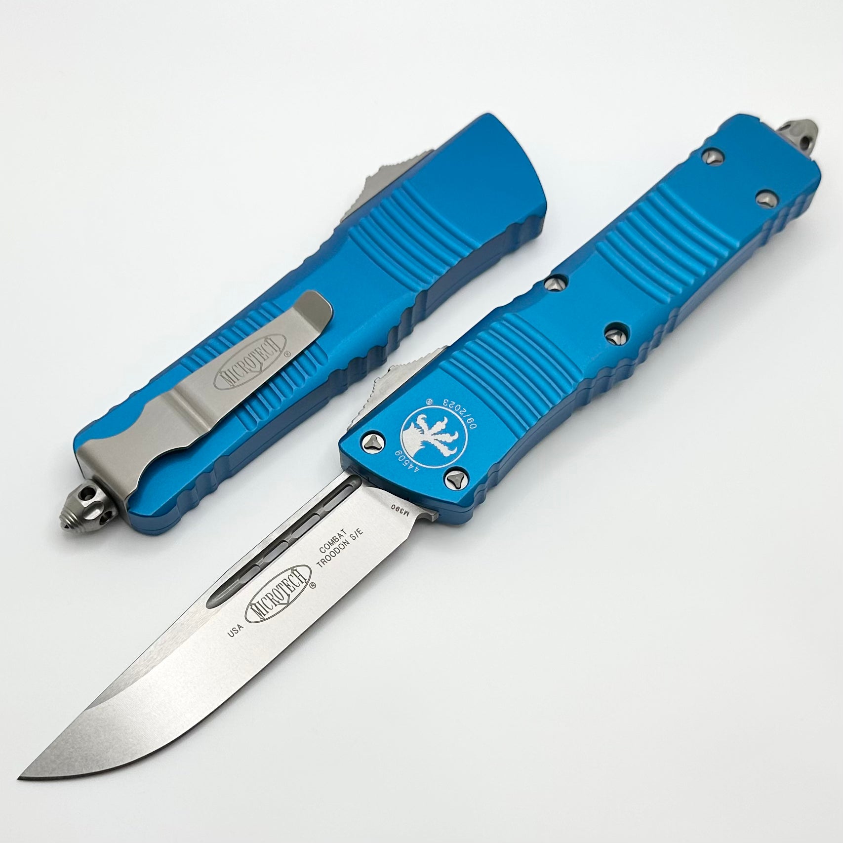 Ultimate Microtech Combat Troodon - Premium Stonewash & Blue Tactical Knife