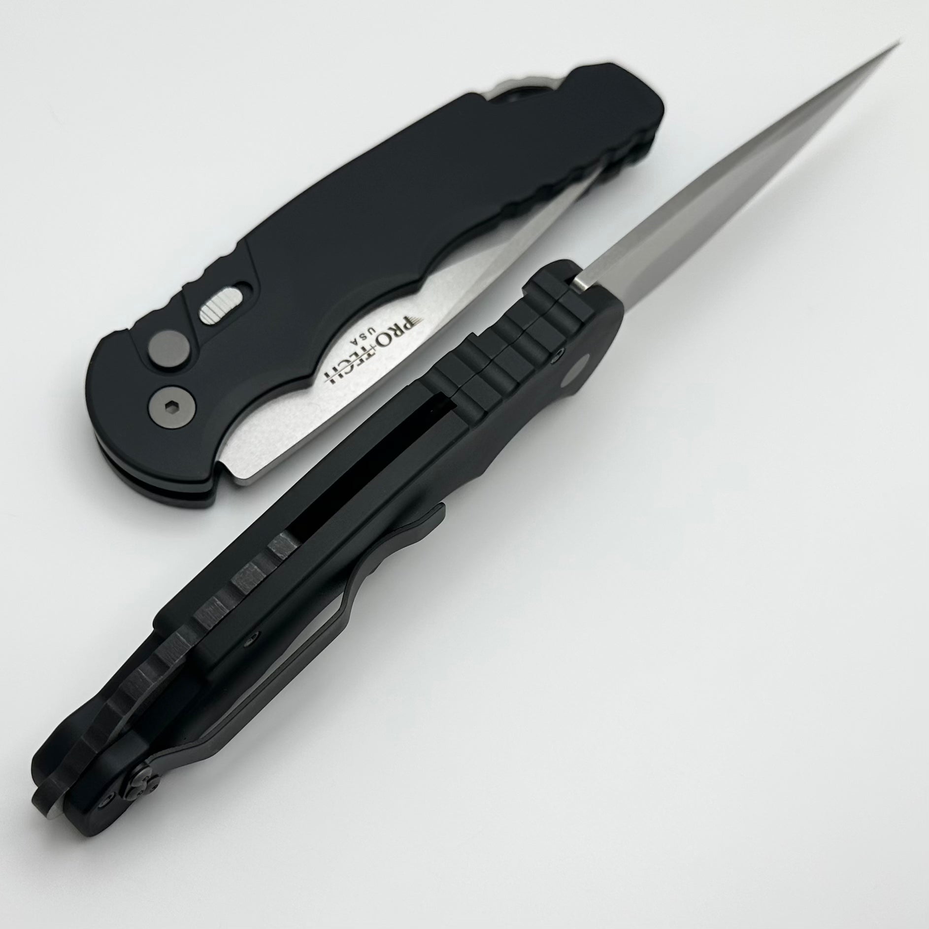 Pro-Tech TR-4 Auto Premium Tactical Knife - Black Handle & Stonewash/Satin Blade