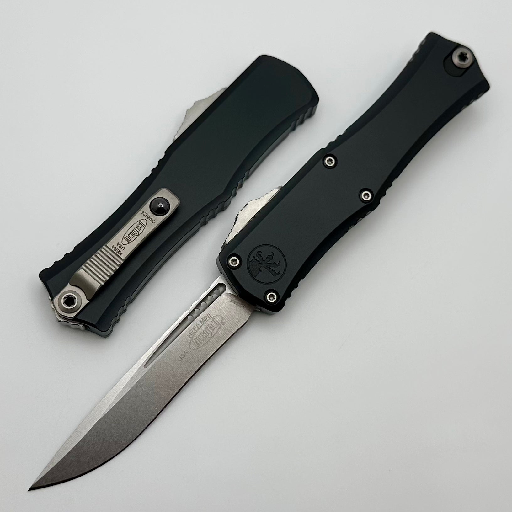 Premium Microtech Mini Hera Stonewash M390MK EDC Knife with Black Handle