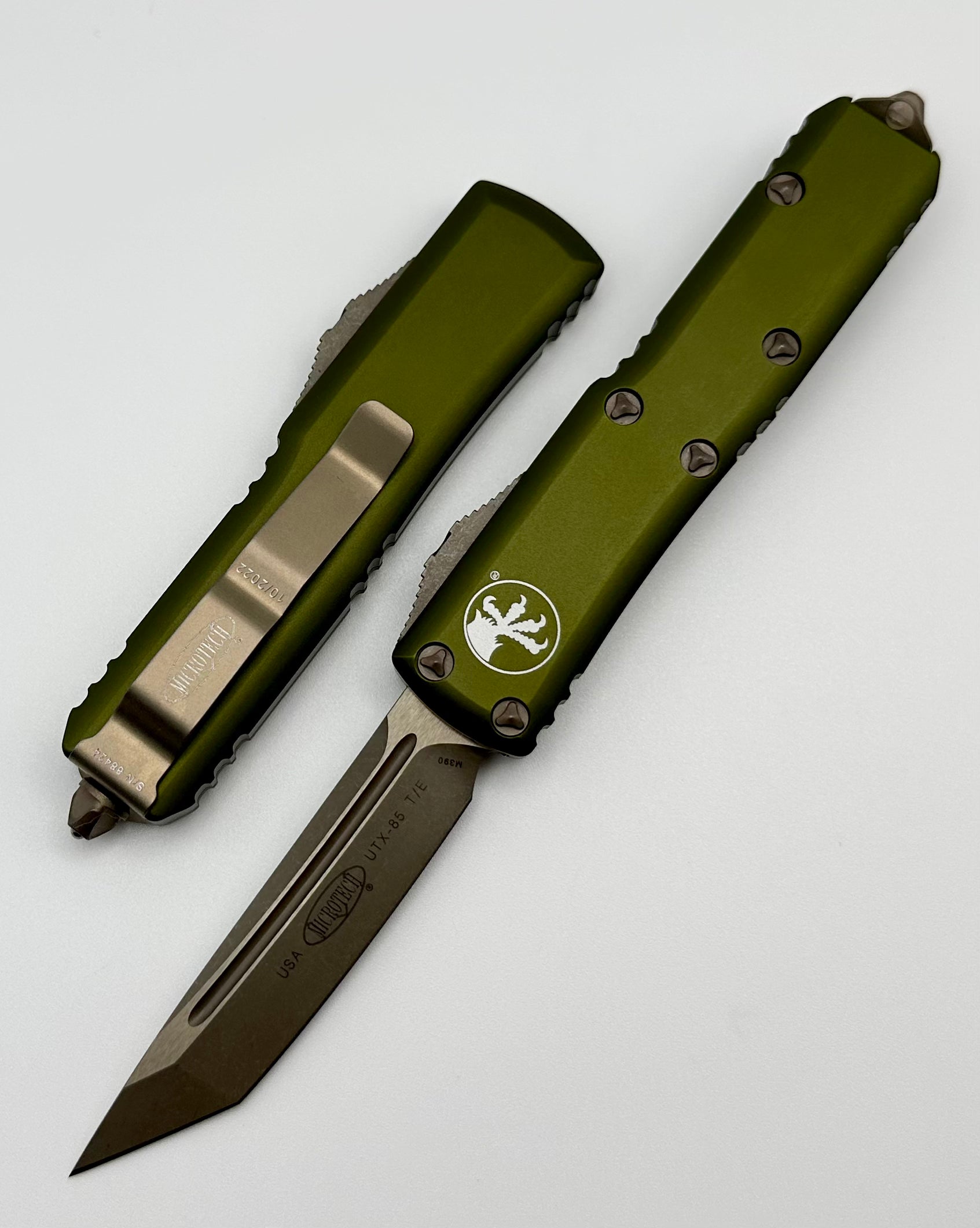 Microtech UTX-85 Ultimate EDC Knife - OD Green & Apocalyptic Bronze Tanto