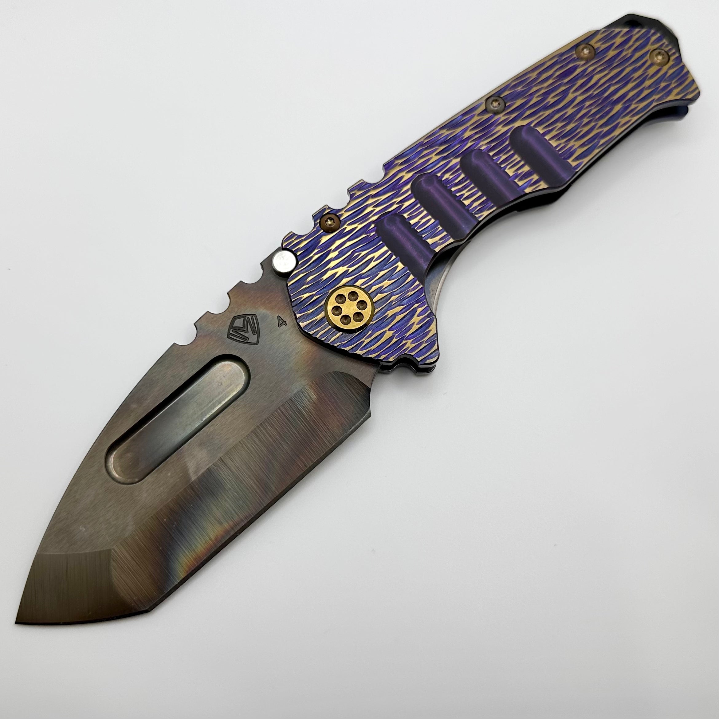 Medford Knife Praetorian T - Premium Violet/Bronze Dragon Skin Handles with S45VN Vulcan Tanto Blade