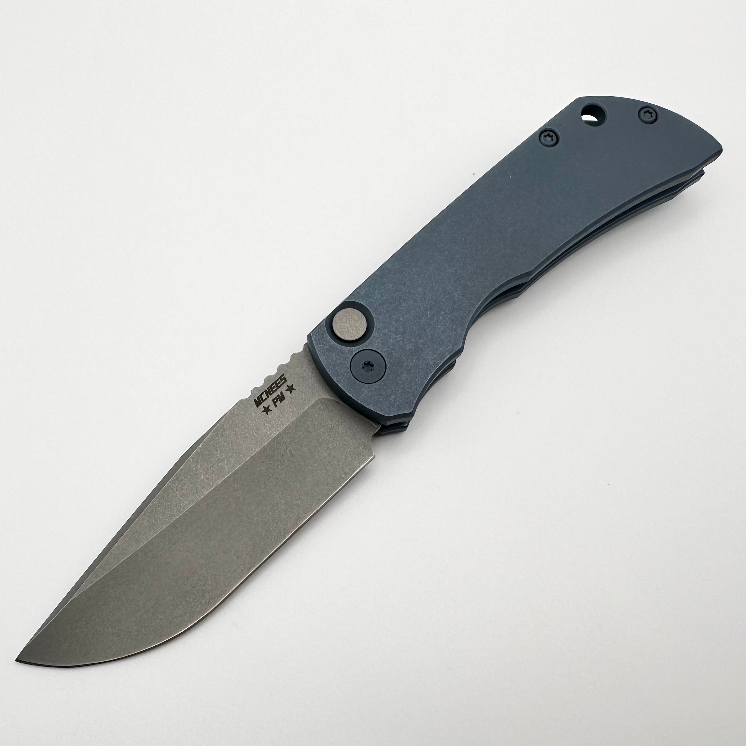 McNees PM Mac 2 Full Titanium Auto Stonewash Blue & Stonewash MagnaCut - Premium EDC Knife