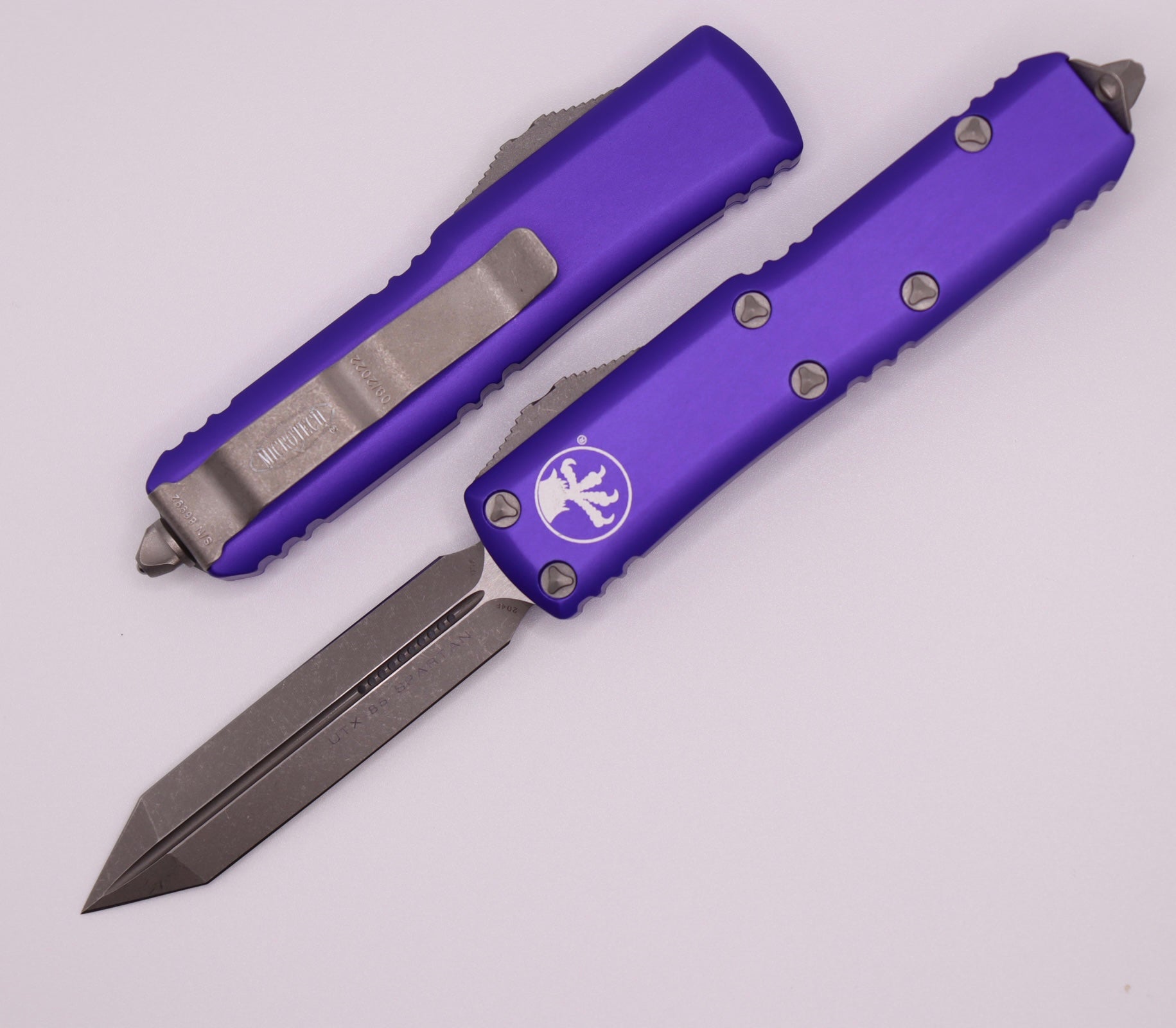 Microtech UTX-85 Spartan Apocalyptic EDC Knife - Premium Purple Finish