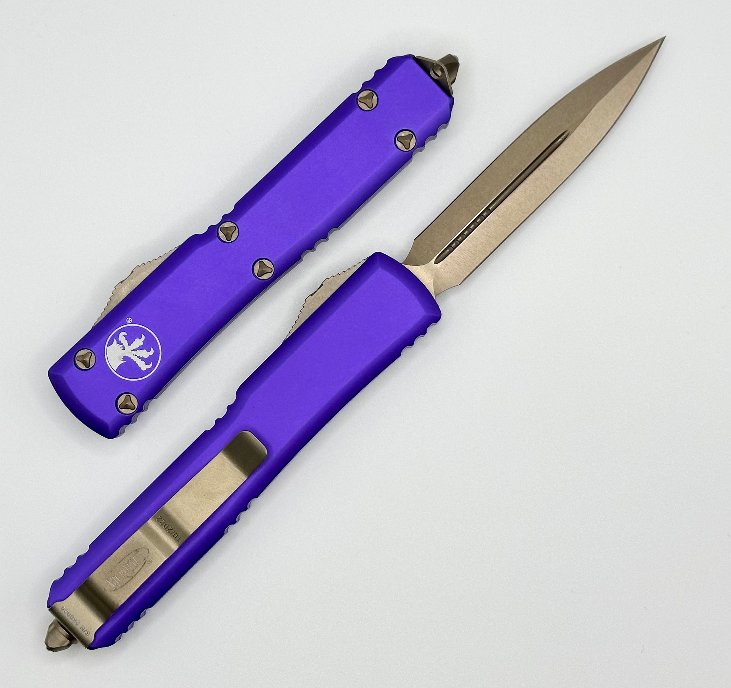 Microtech Ultratech Premium Double Edge Knife - Bronze & Purple