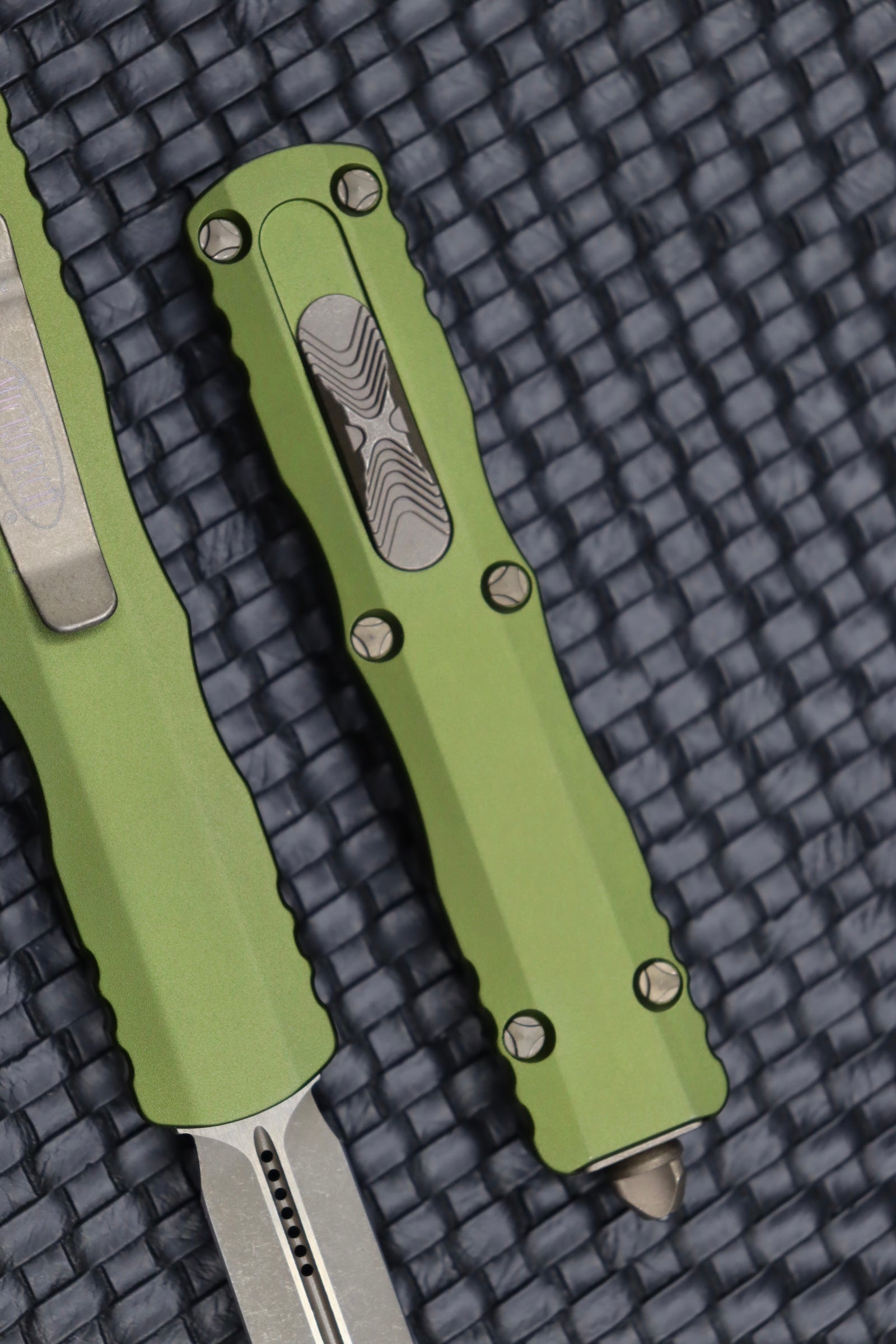 Microtech Dirac Ultimate Double Edge Tactical Knife - Apocalyptic & OD Green