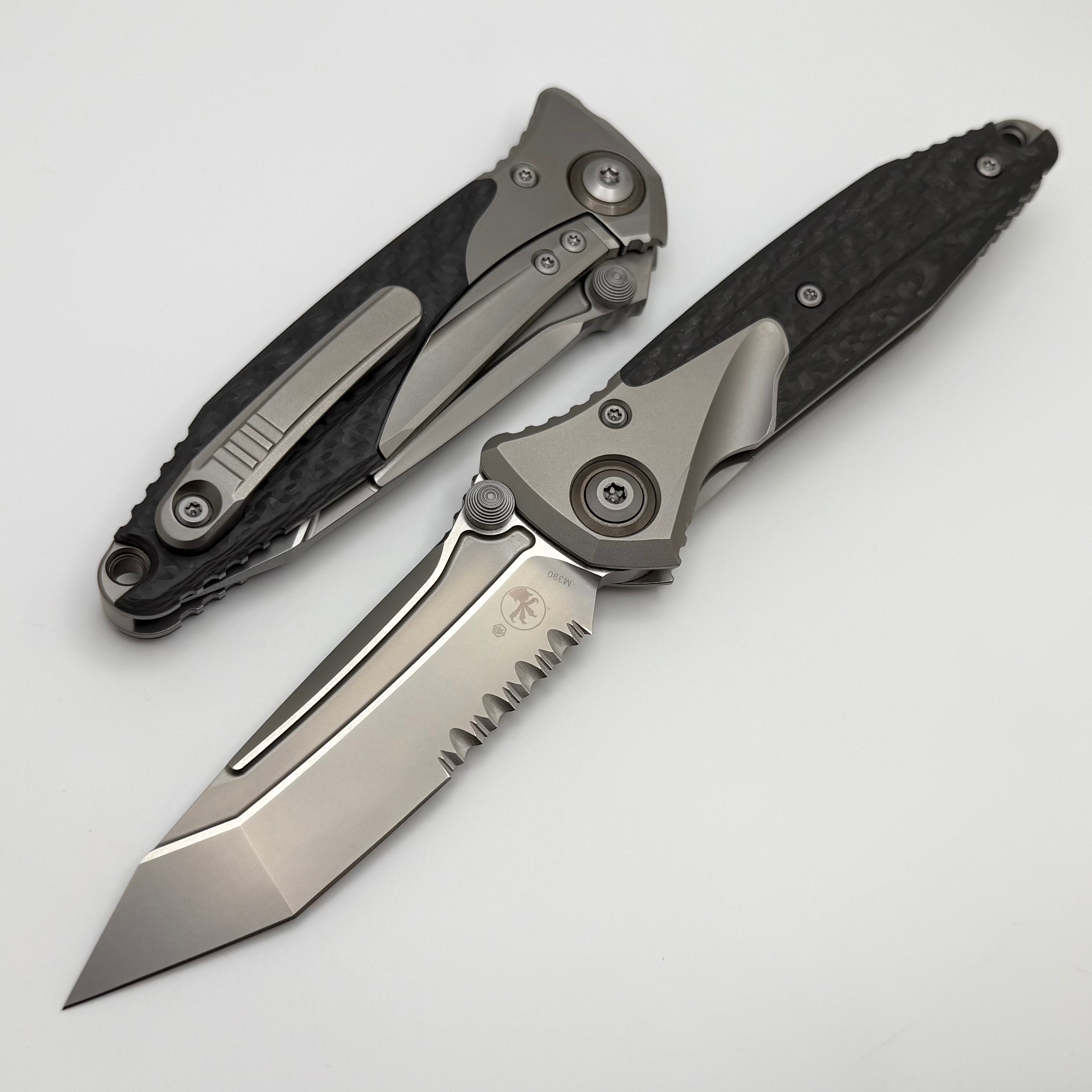 Premium Microtech Socom Bravo T/E Tactical Knife with Bronze Ti Pivot & Carbon Fiber Scales